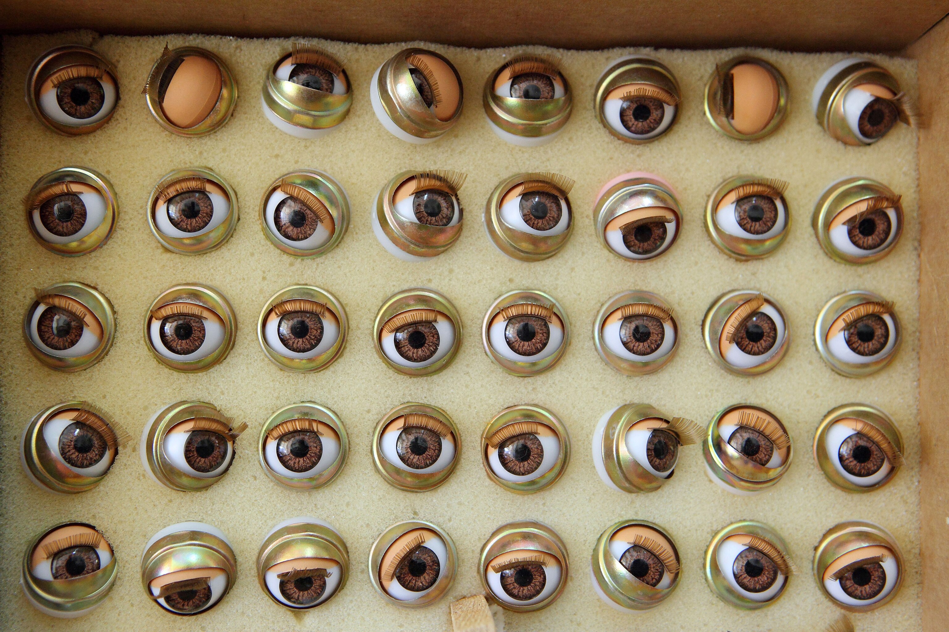 a spare doll eyes in a doll hospital in Lisbon, Portugal