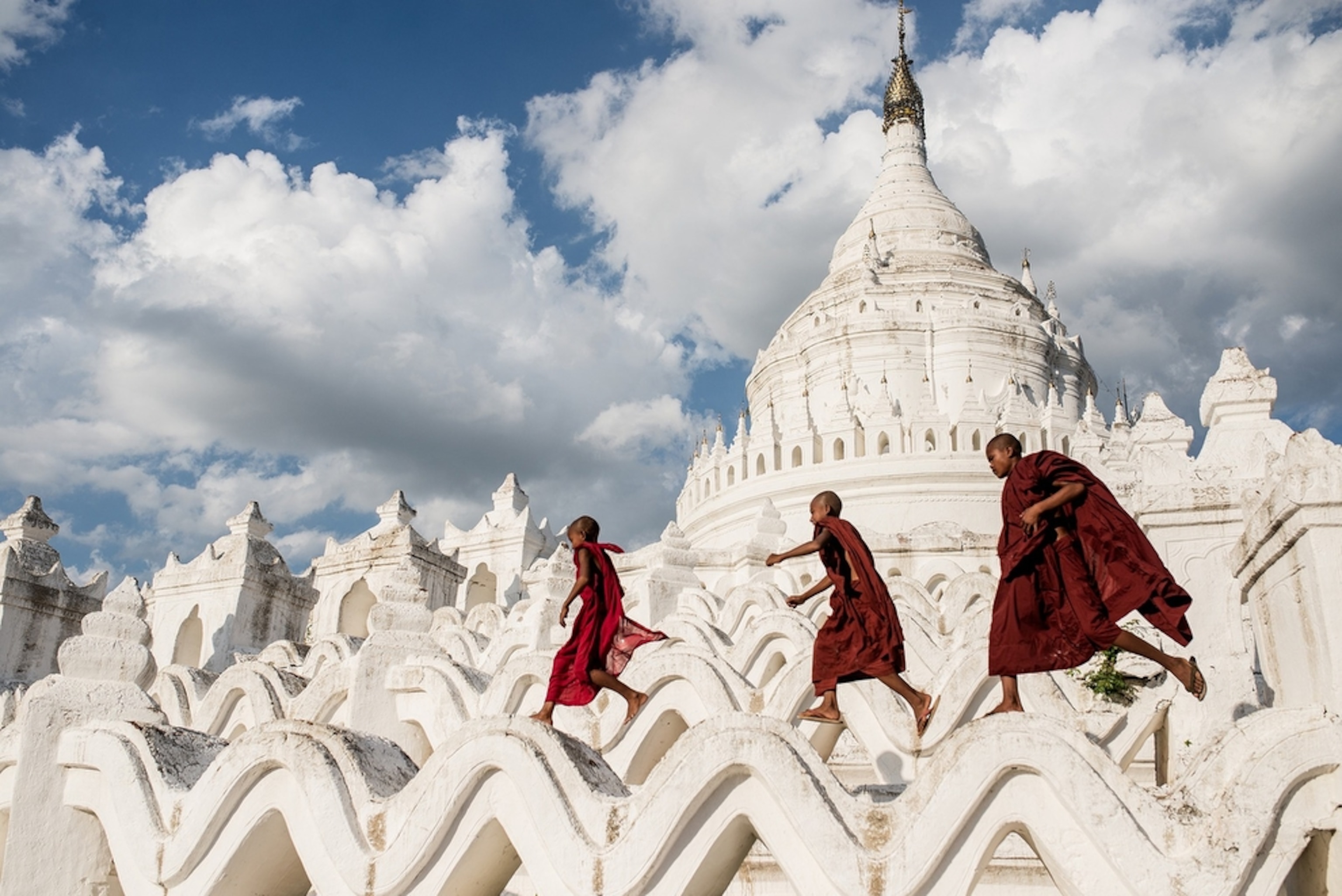novice monks at the Hsinbyume Pagoda in Myanmar.