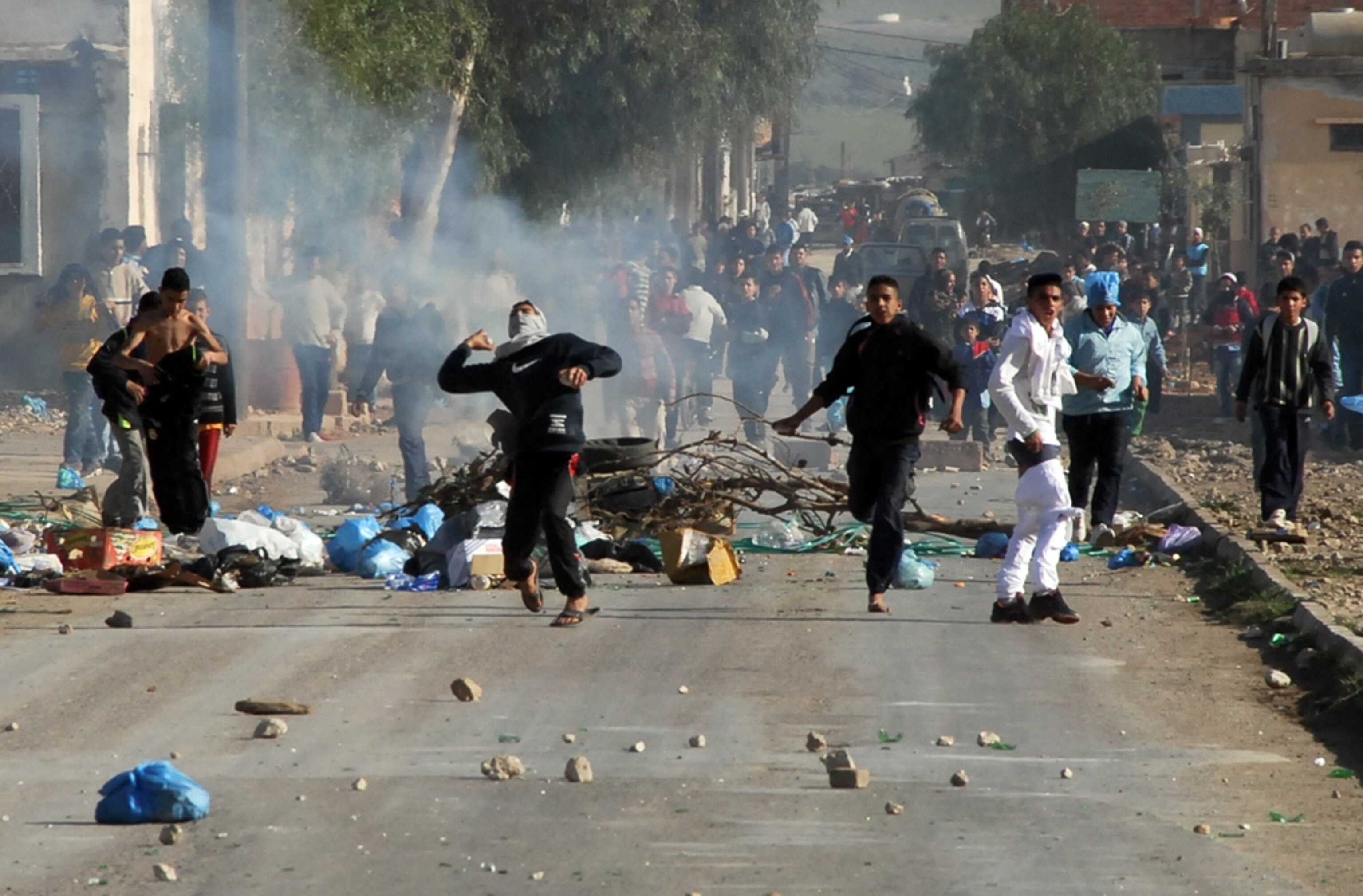 Riots erupt in Algeria in January 2011.