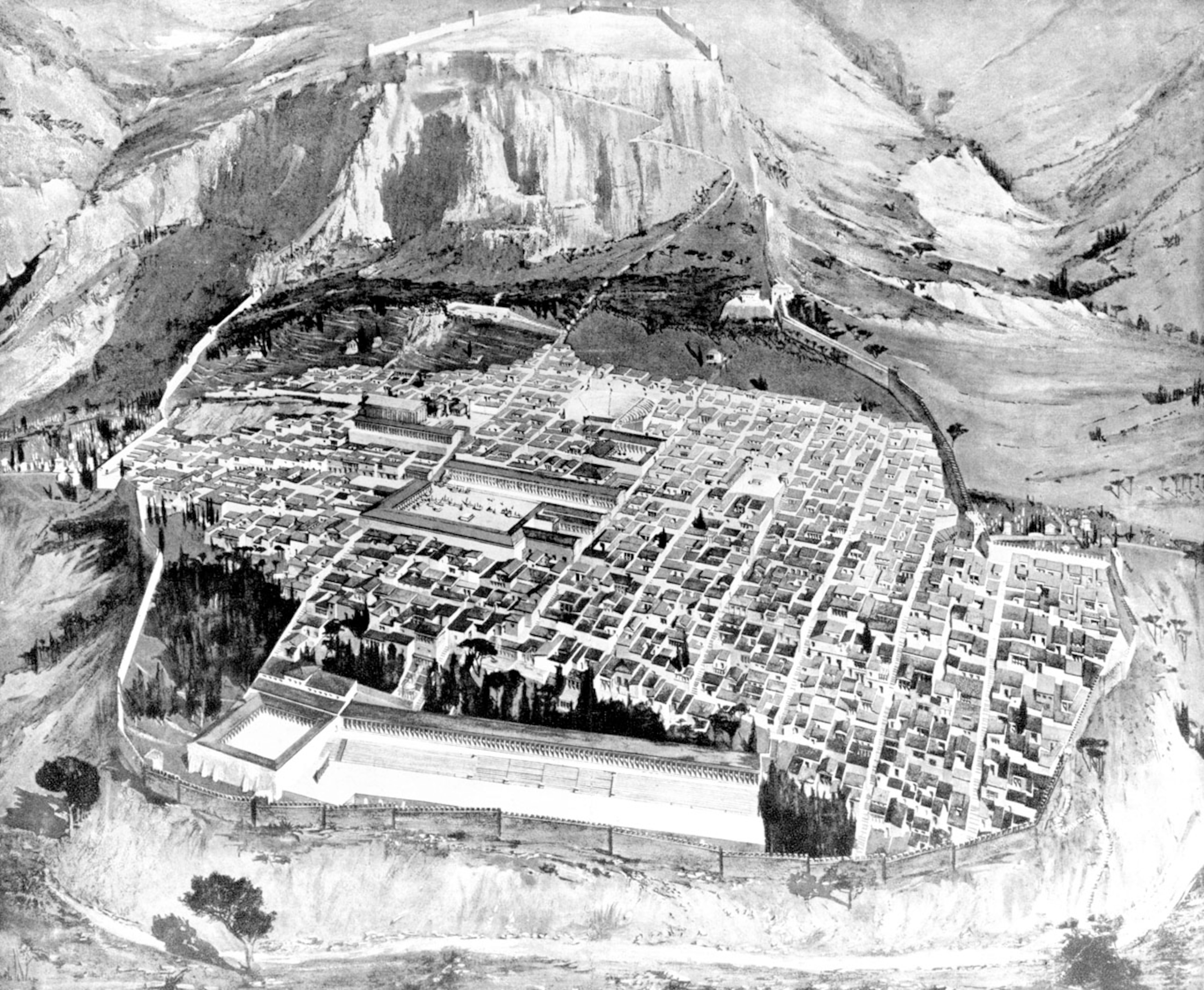 Plan of ancient Greek city of Priene