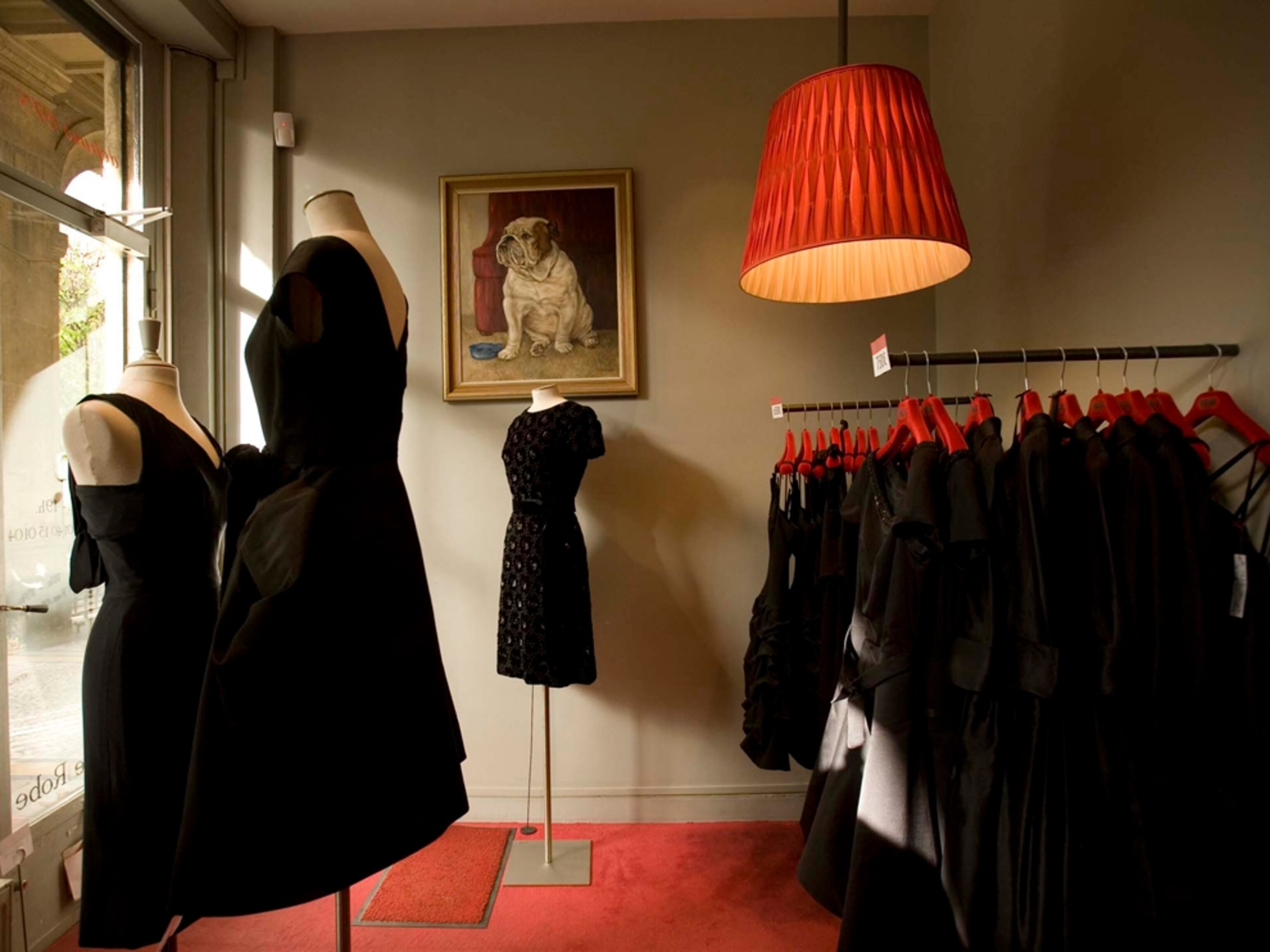 Trendy boutique full of little black dresses, Paris, France