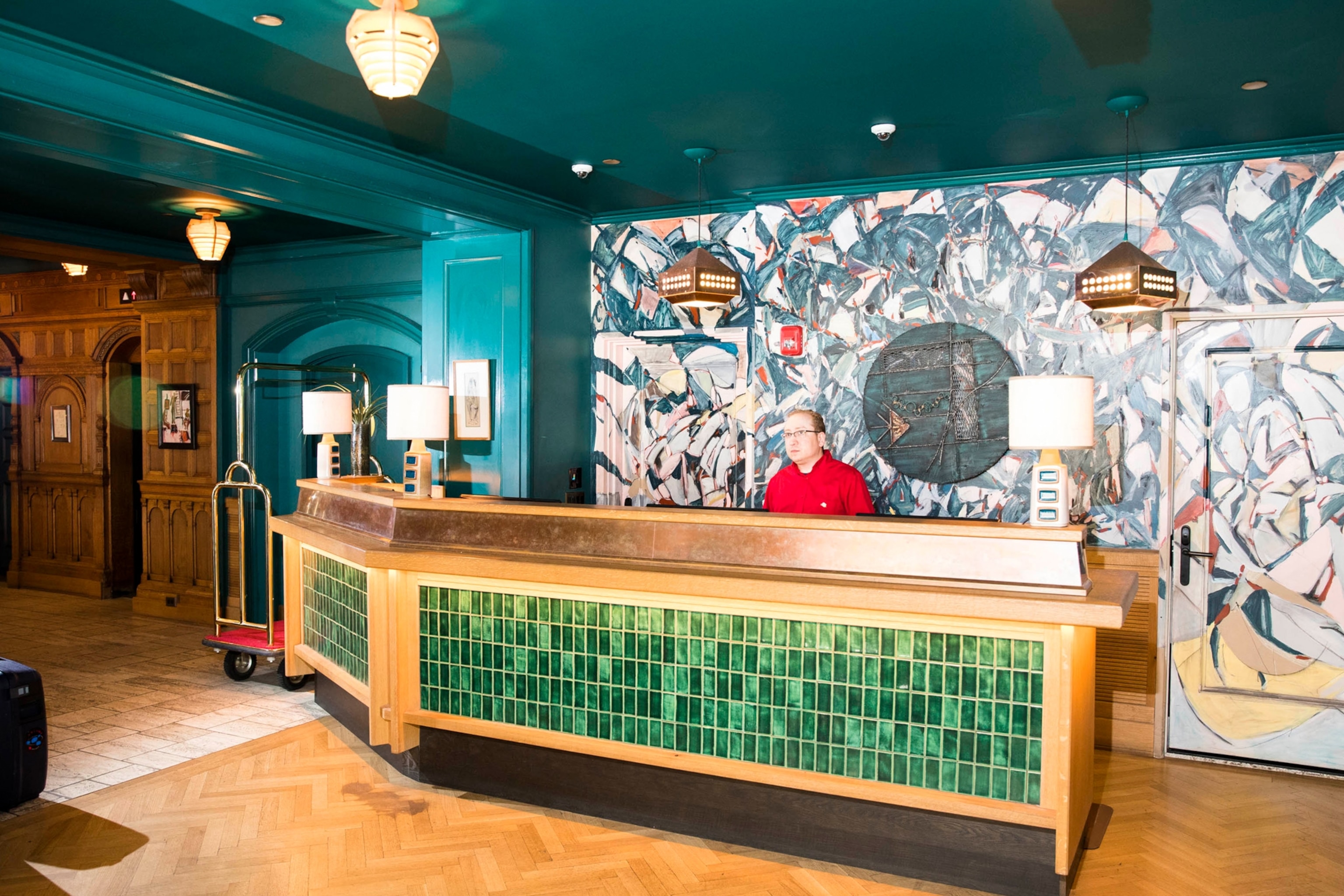 the reception desk of the Freehand Hotel in New York City