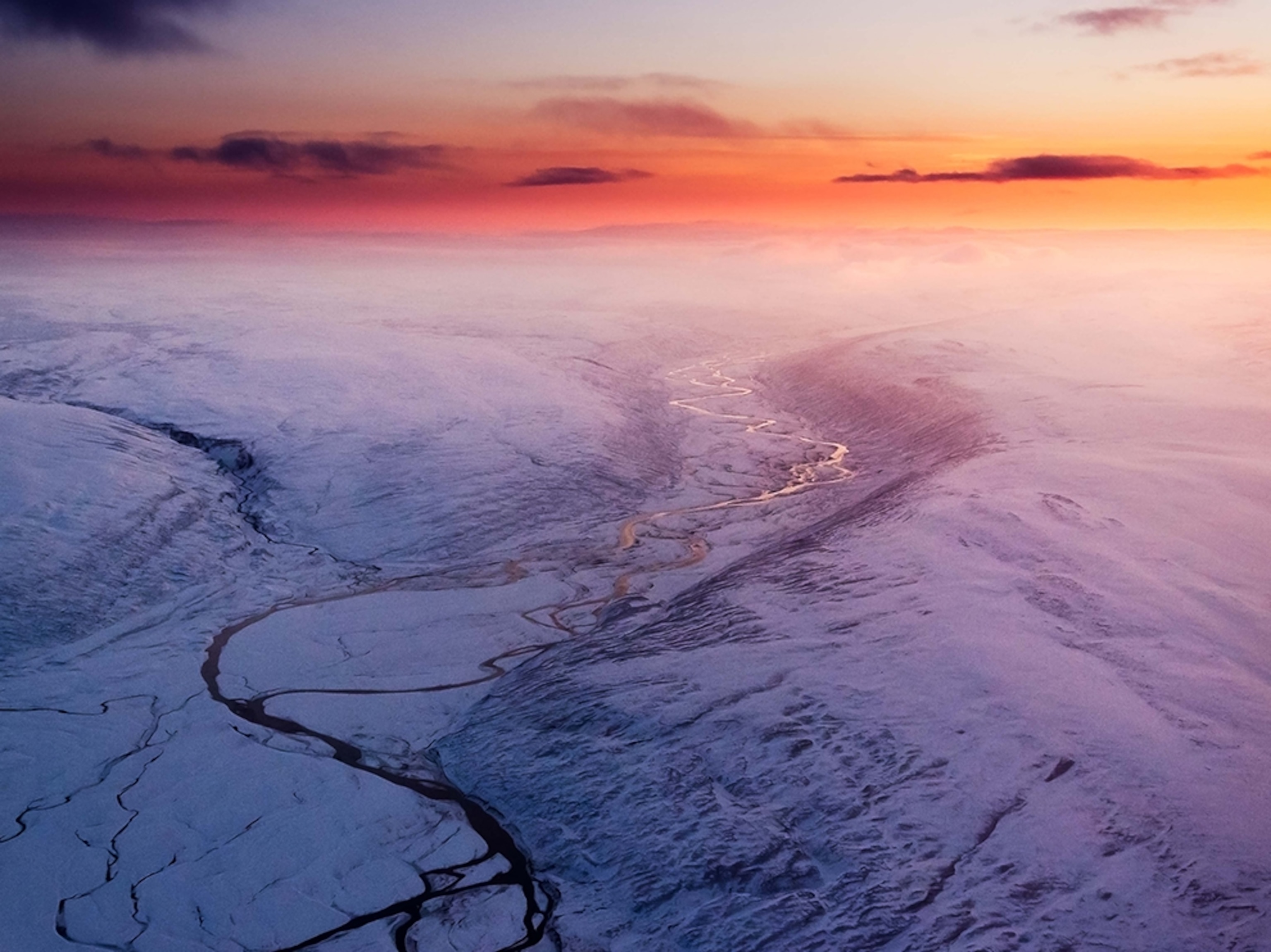 a river in Iceland from the air