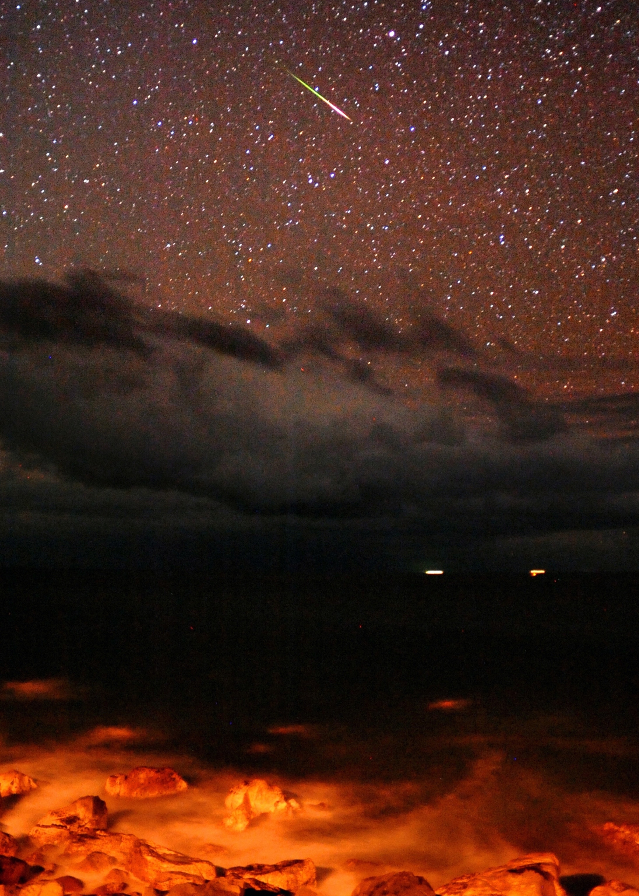 a meteor streaking across the sky
