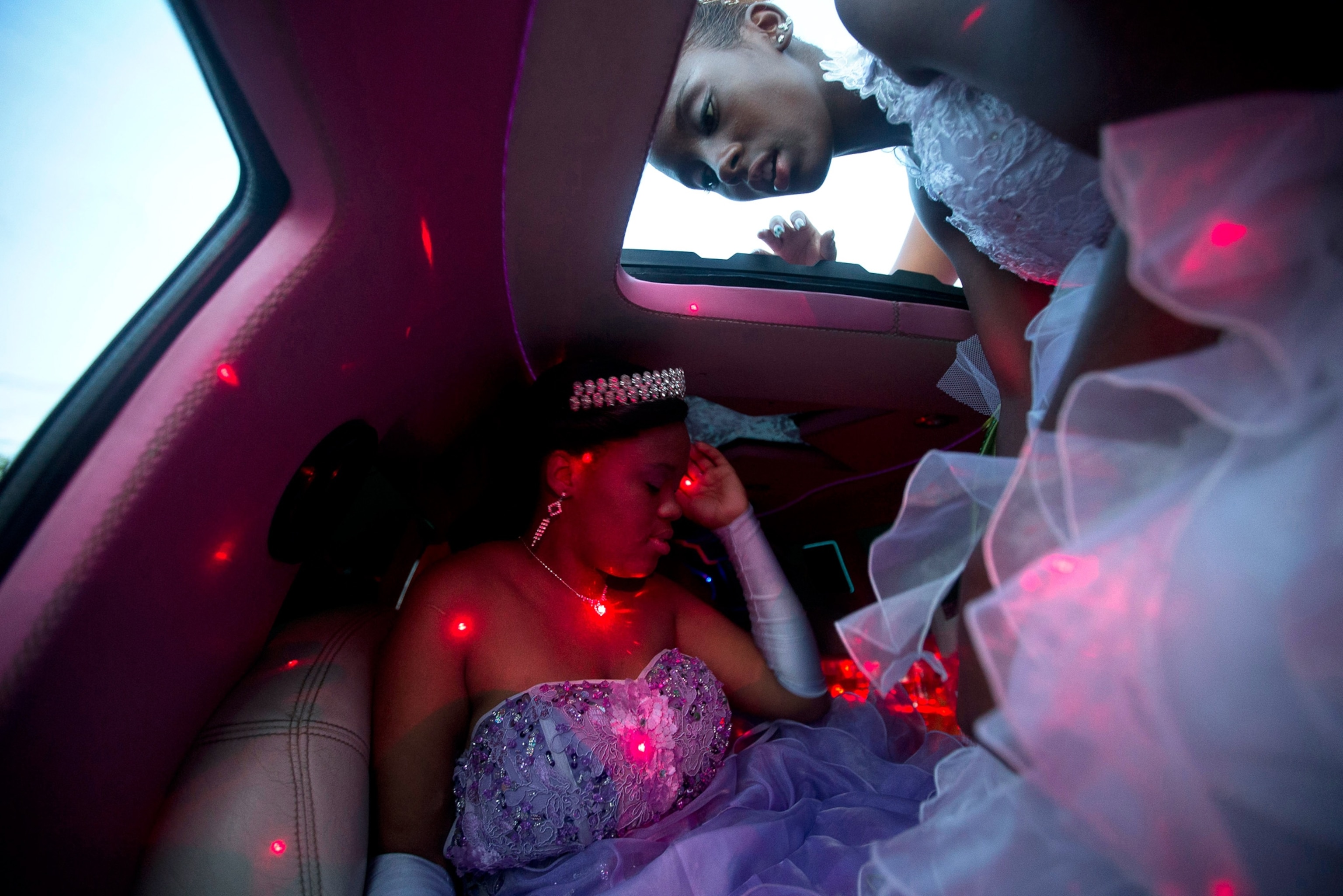young girls going to a debutante ball, Rio de Janeiro, Brazil