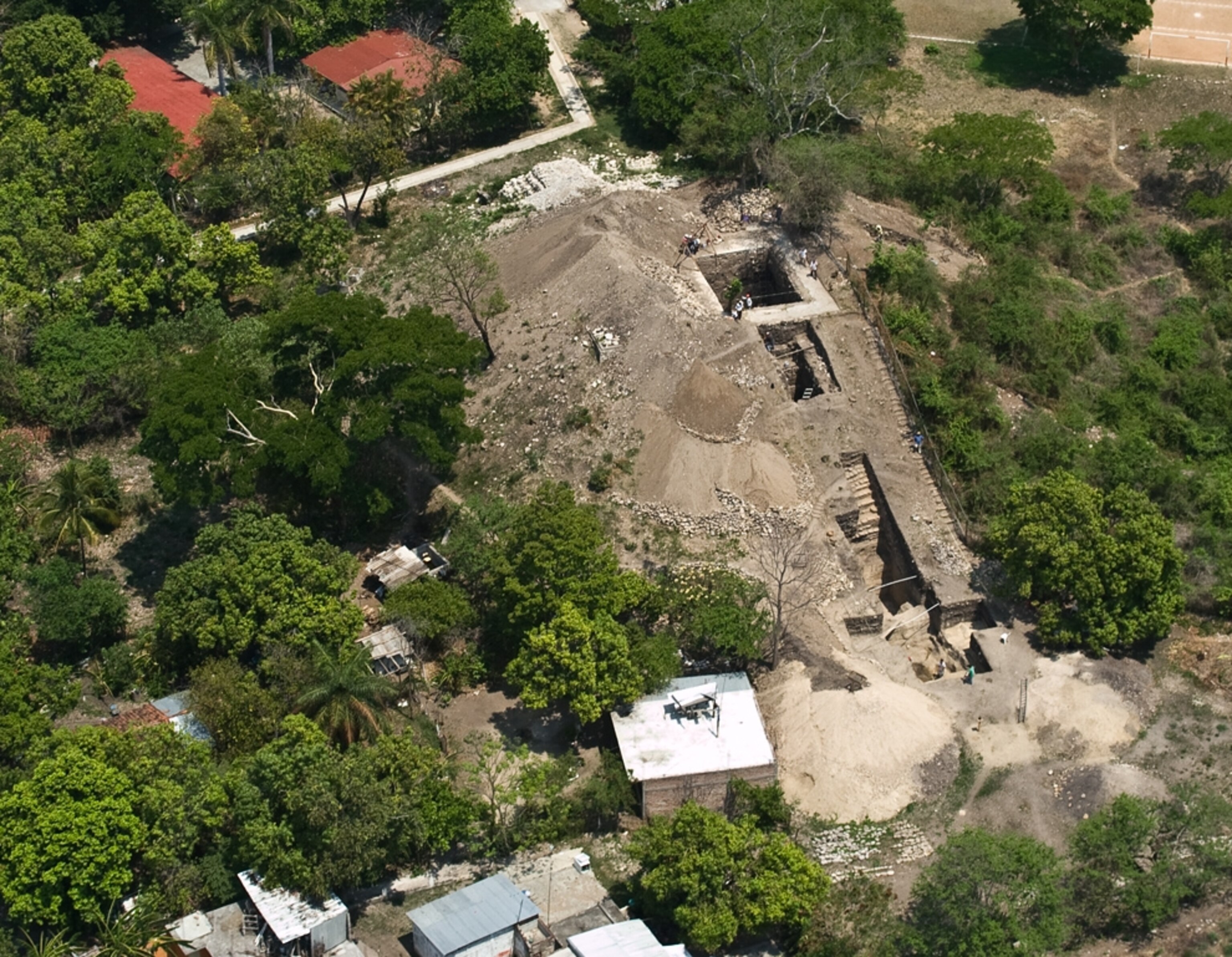 An aerial view of the oldest known tomb in Mesoamerica.