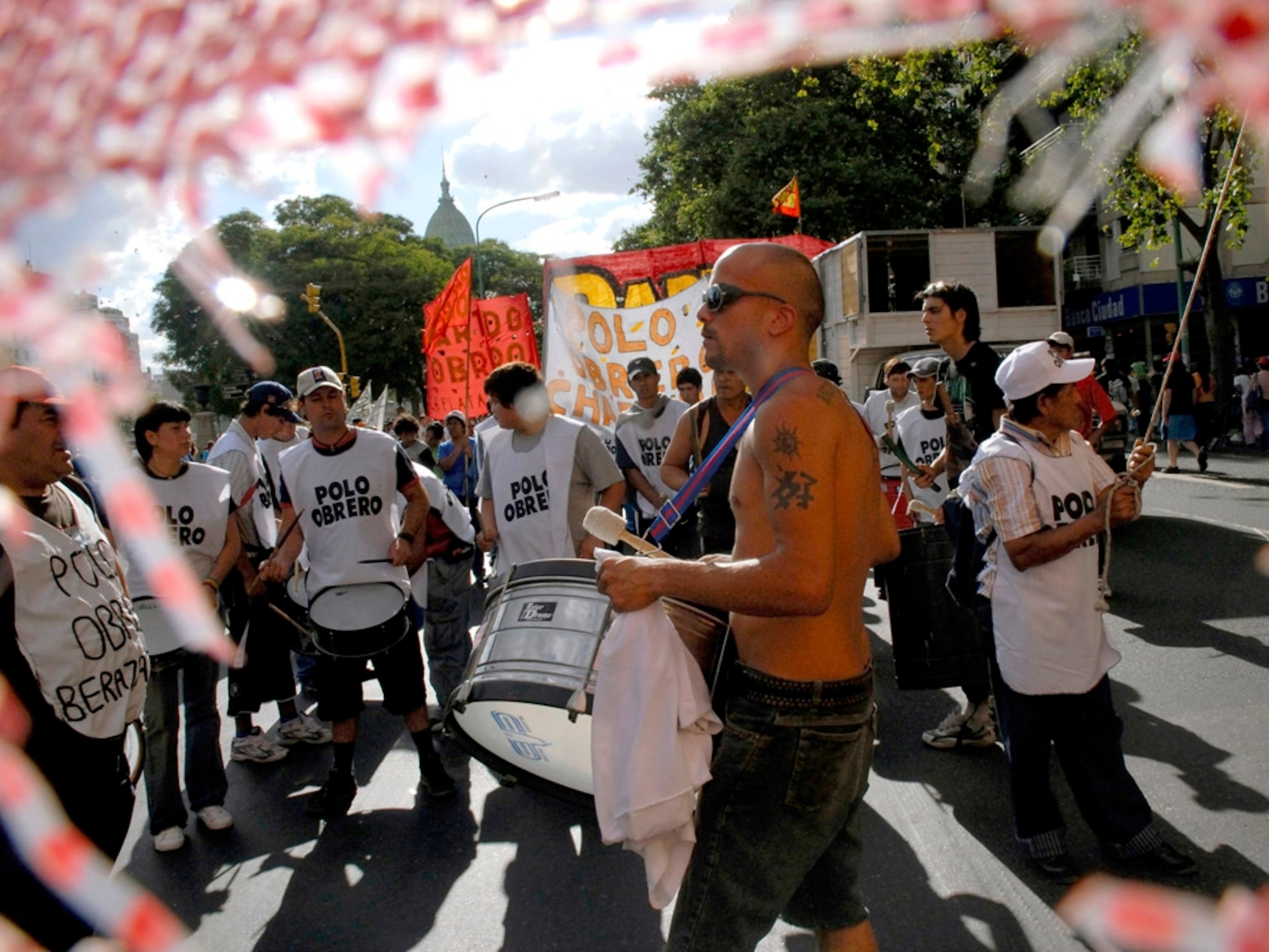 Demonstrators during a rally