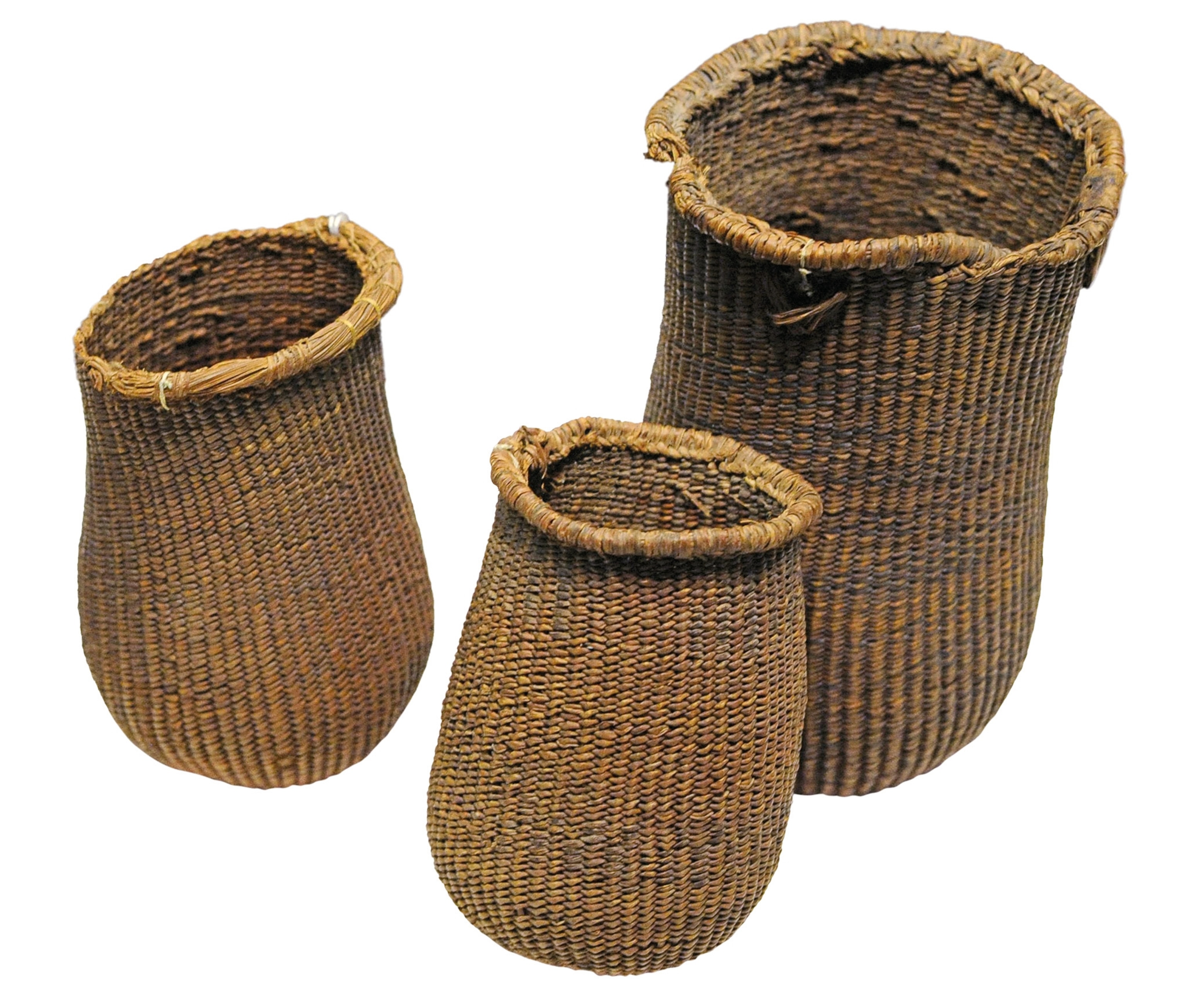 Hunter-gatherer baskets found in 1857 are pictured.