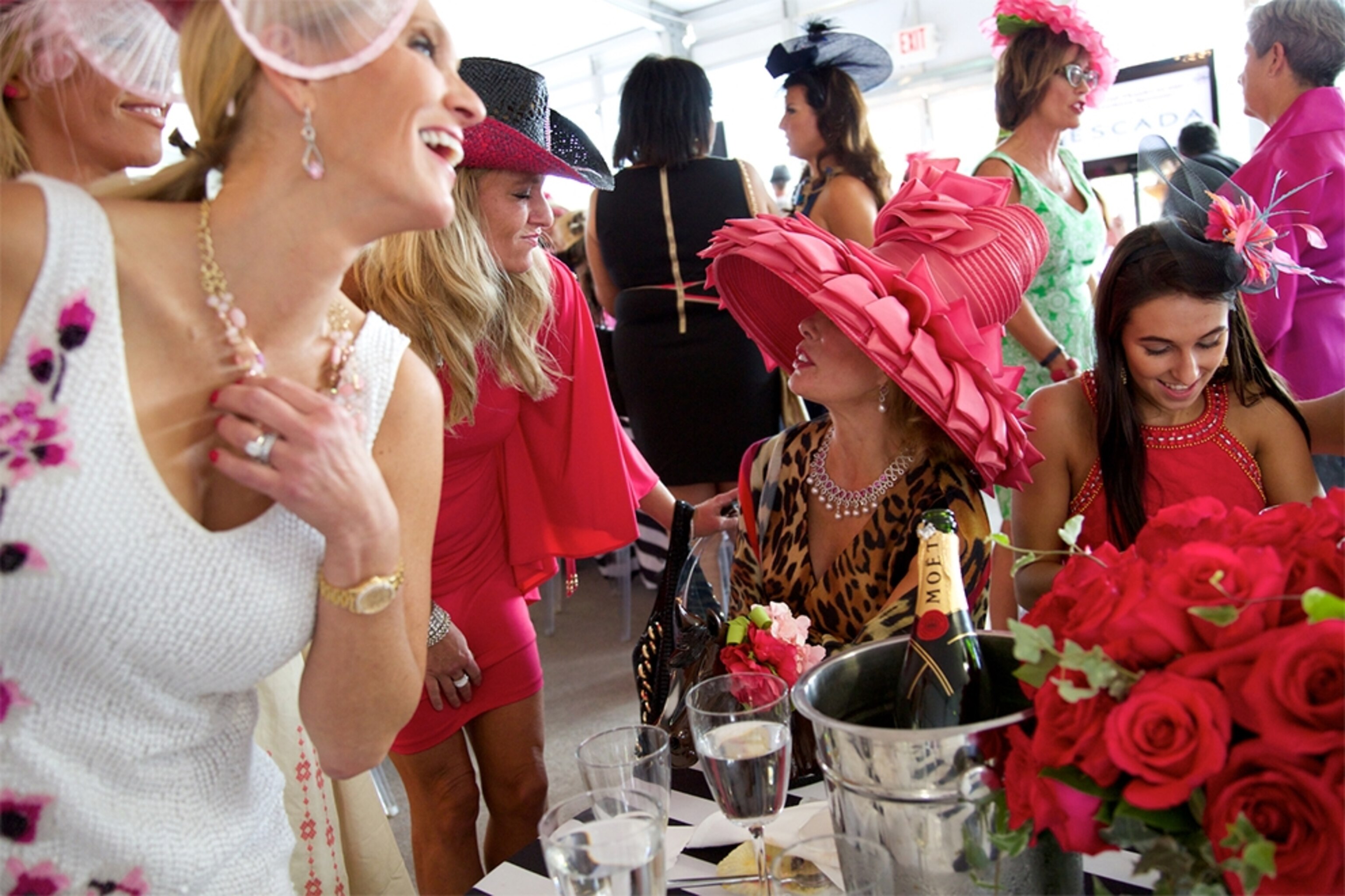 woman wearing pink hat in Saratoga, New York