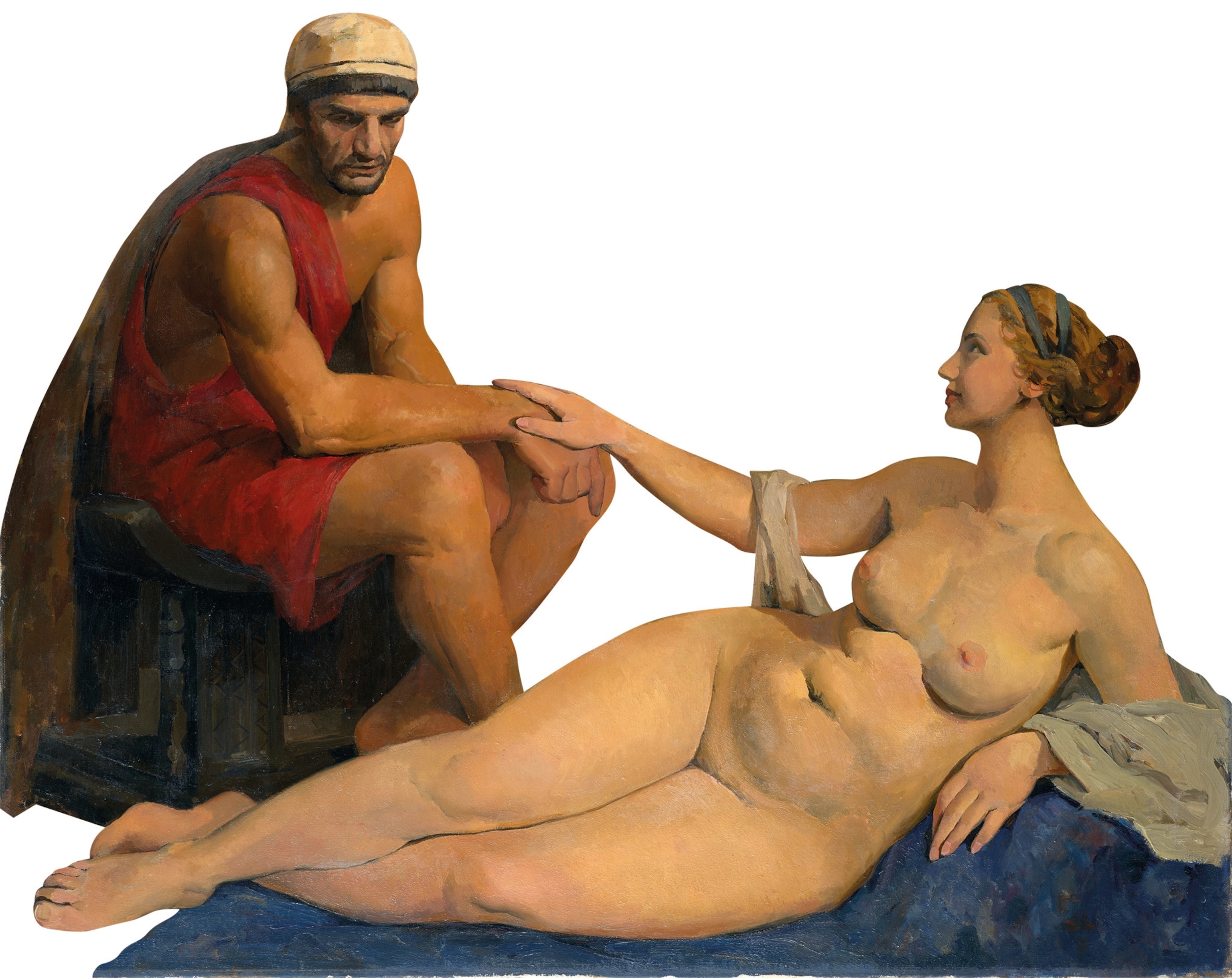 Oil painting of Odysseus with Calypso.