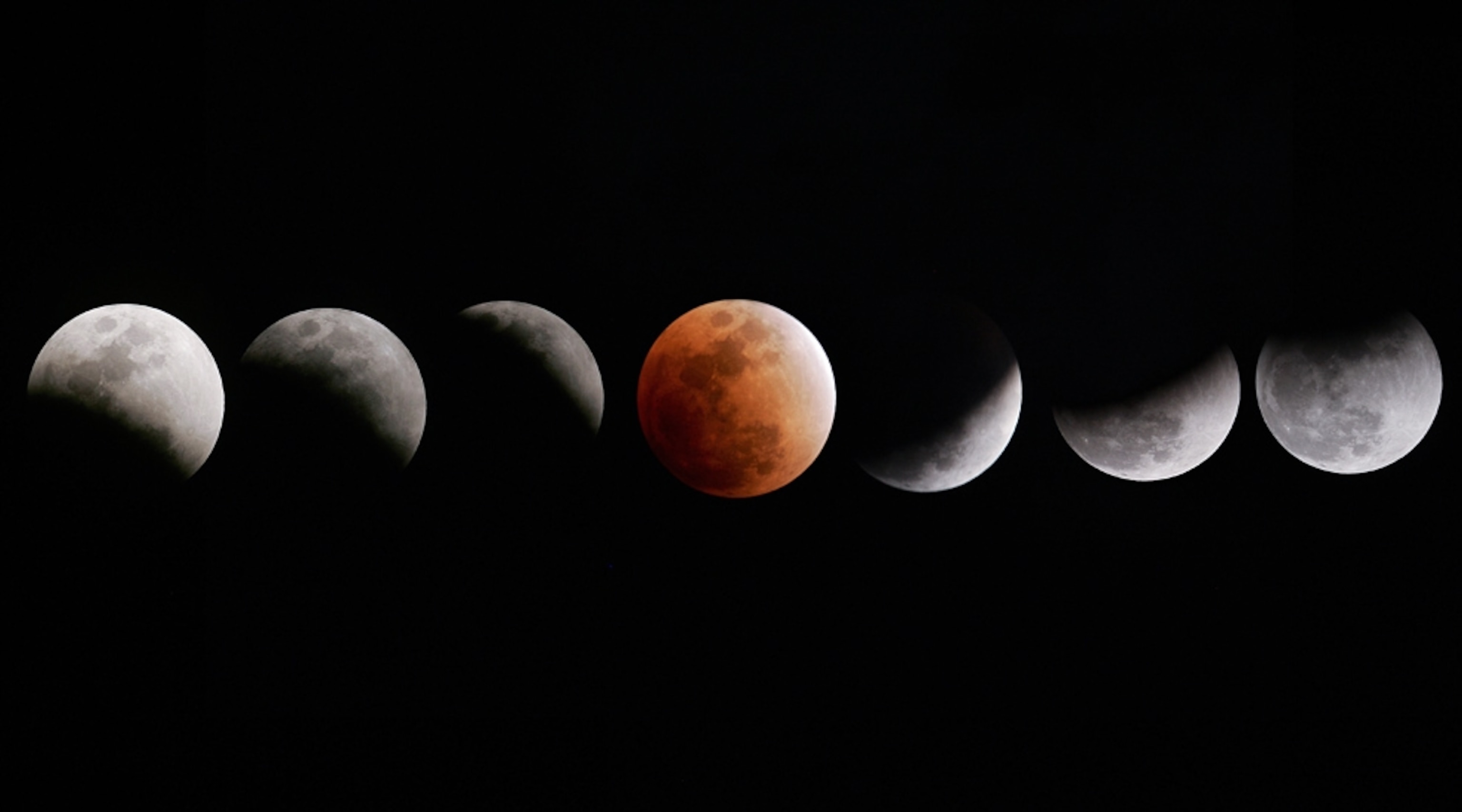 A lunar eclipse composite photo shows the many stages of a Florida lunar eclipse.