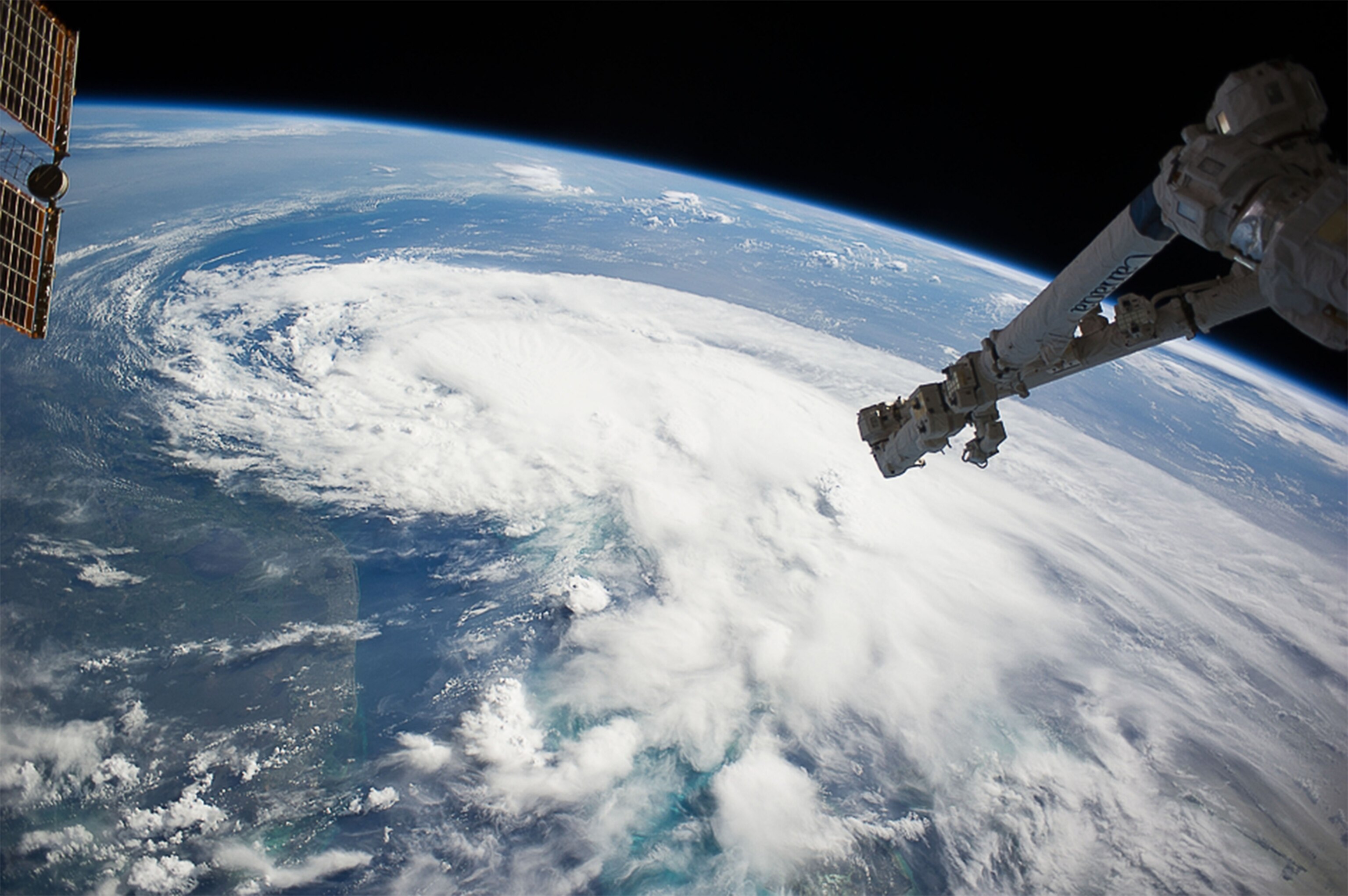 Tropical Storm Arthur forming near Florida, taken from the International Space Station.