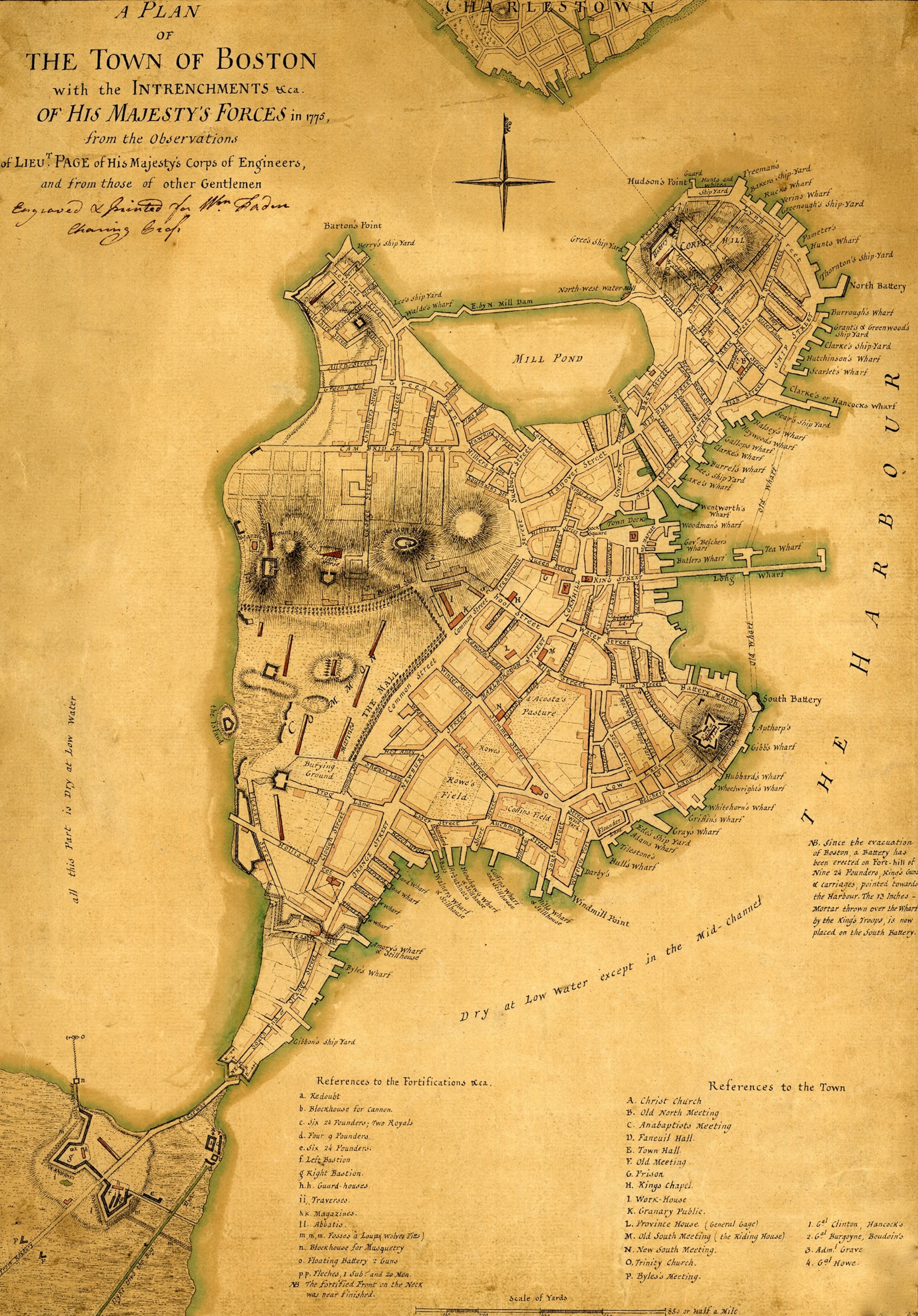 A Plan of the town of Boston with British entrenchments, Boston, Massachusetts, 1775