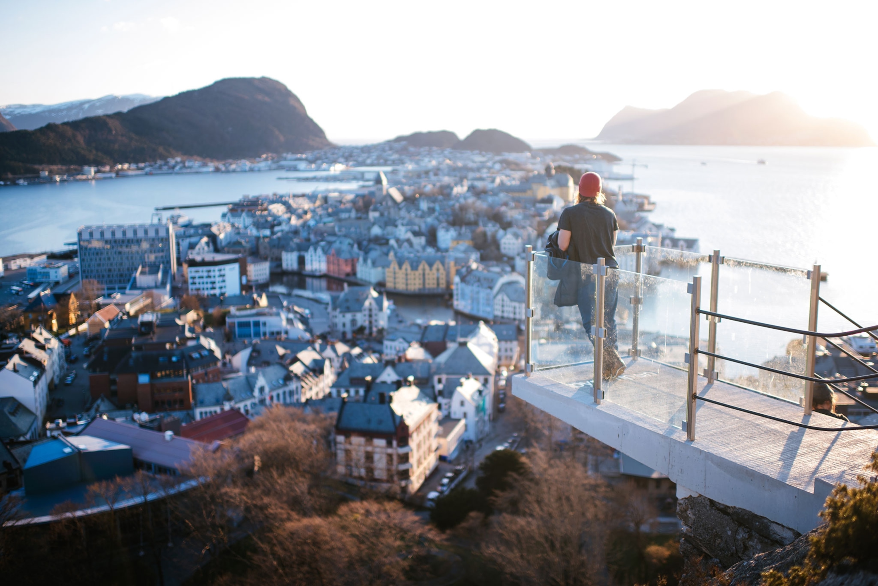 Olof Larsson looking over a town in Norway