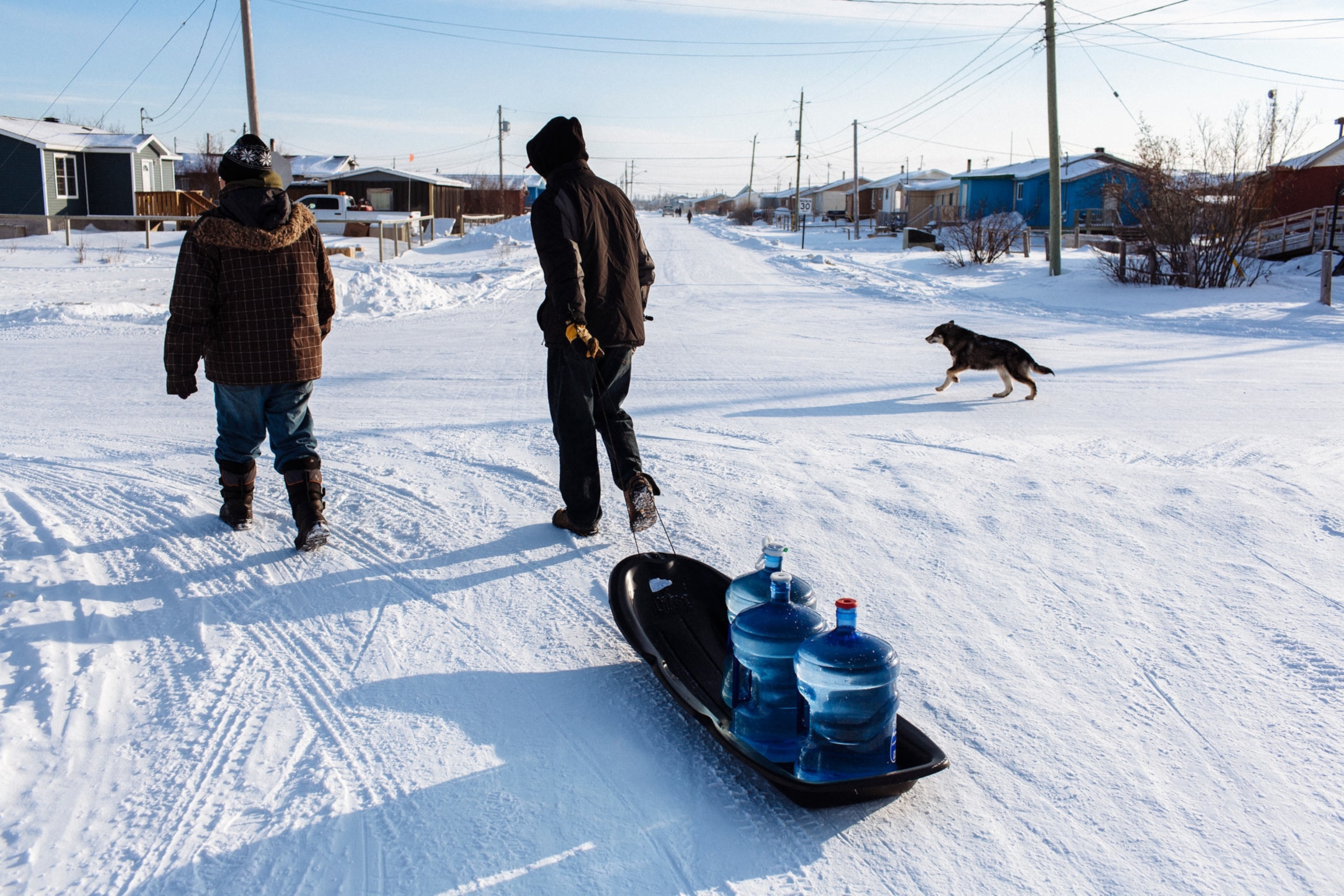 residents fetching water