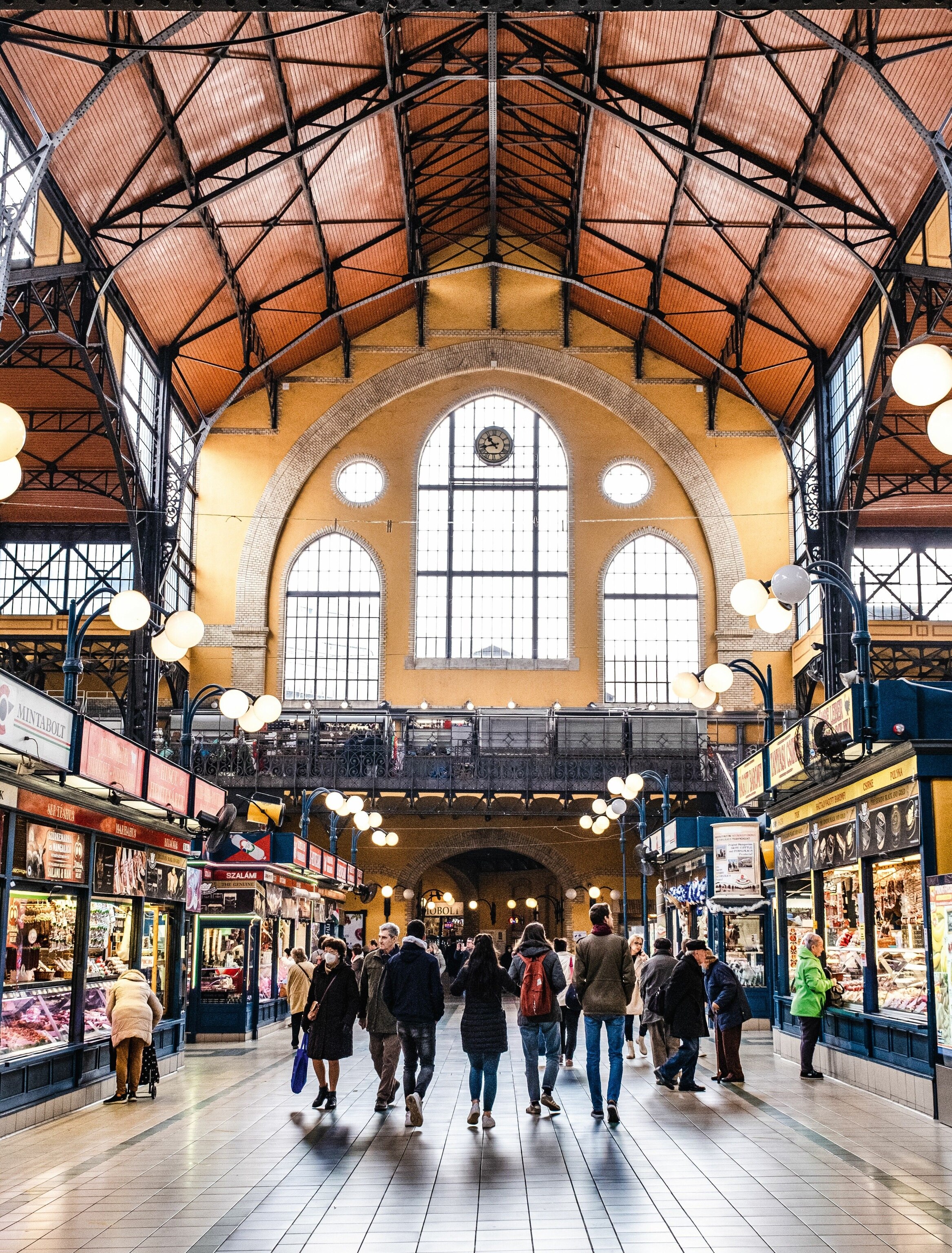 The neogothic interior of the Great Market Hall, the first and biggest of the city's indoor markets.