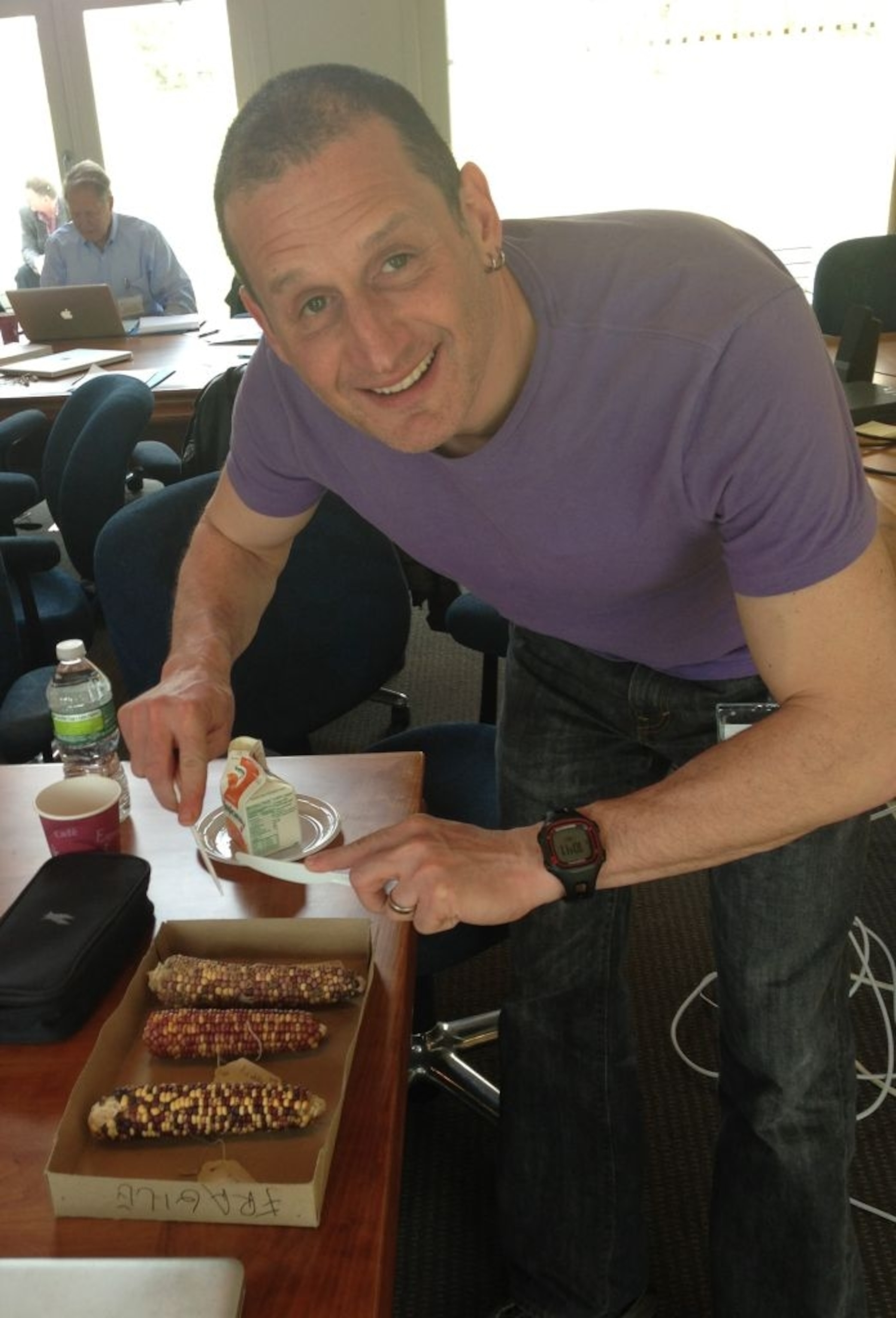 Josh Dubnau, ready to dig into that famous maize.