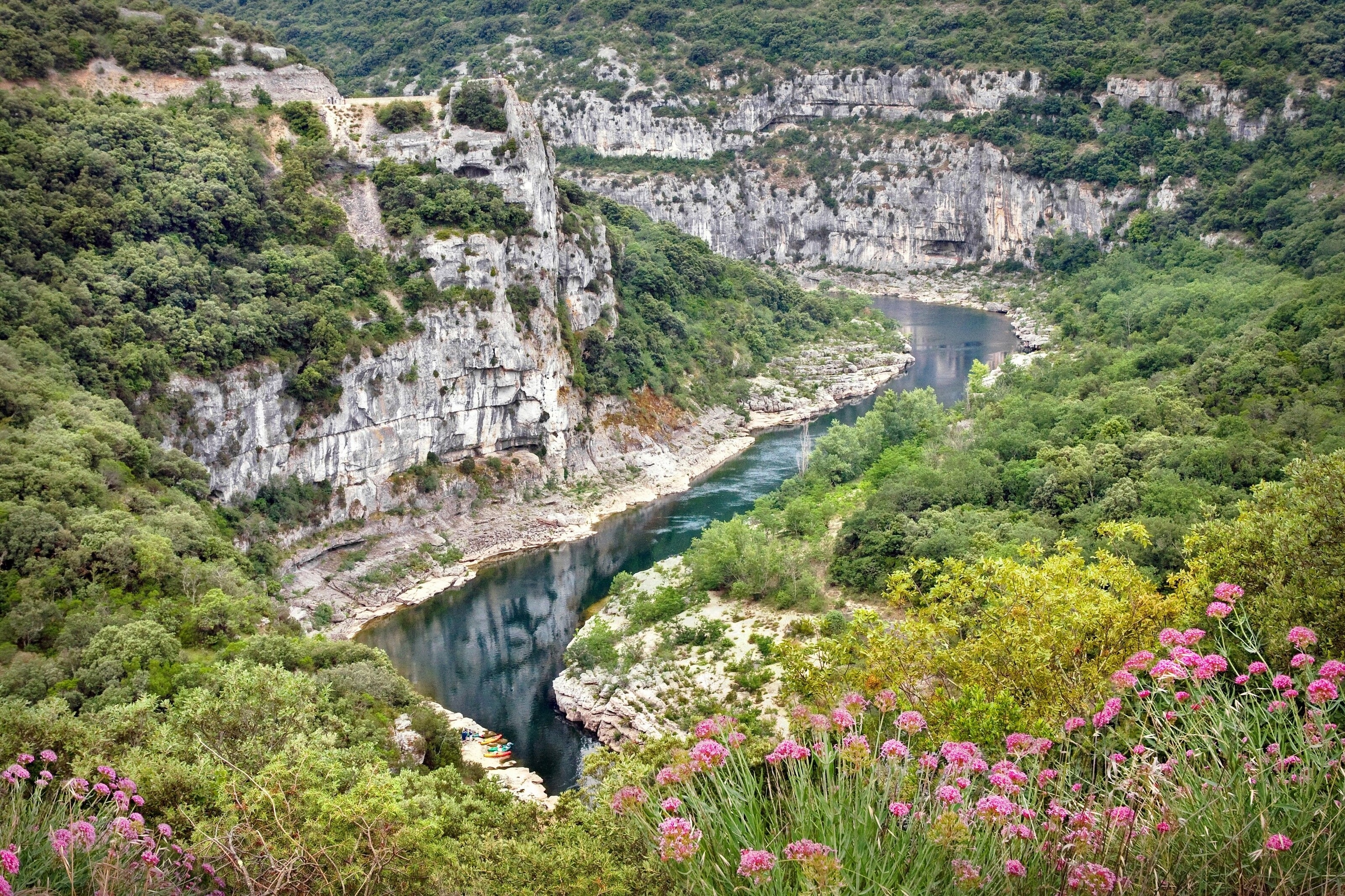 Locally known as the 'European Grand Canyon', the limestone Gorges de l'Ardèche in the south west of France reach heights of 980 feet.