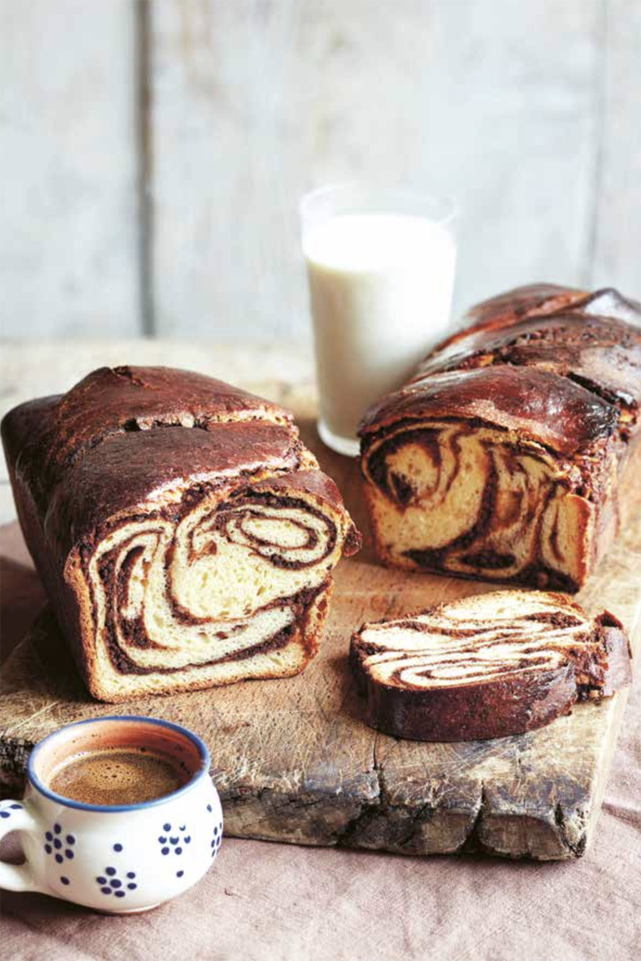 A loaf of Cozonac, a sweet yeast dough.