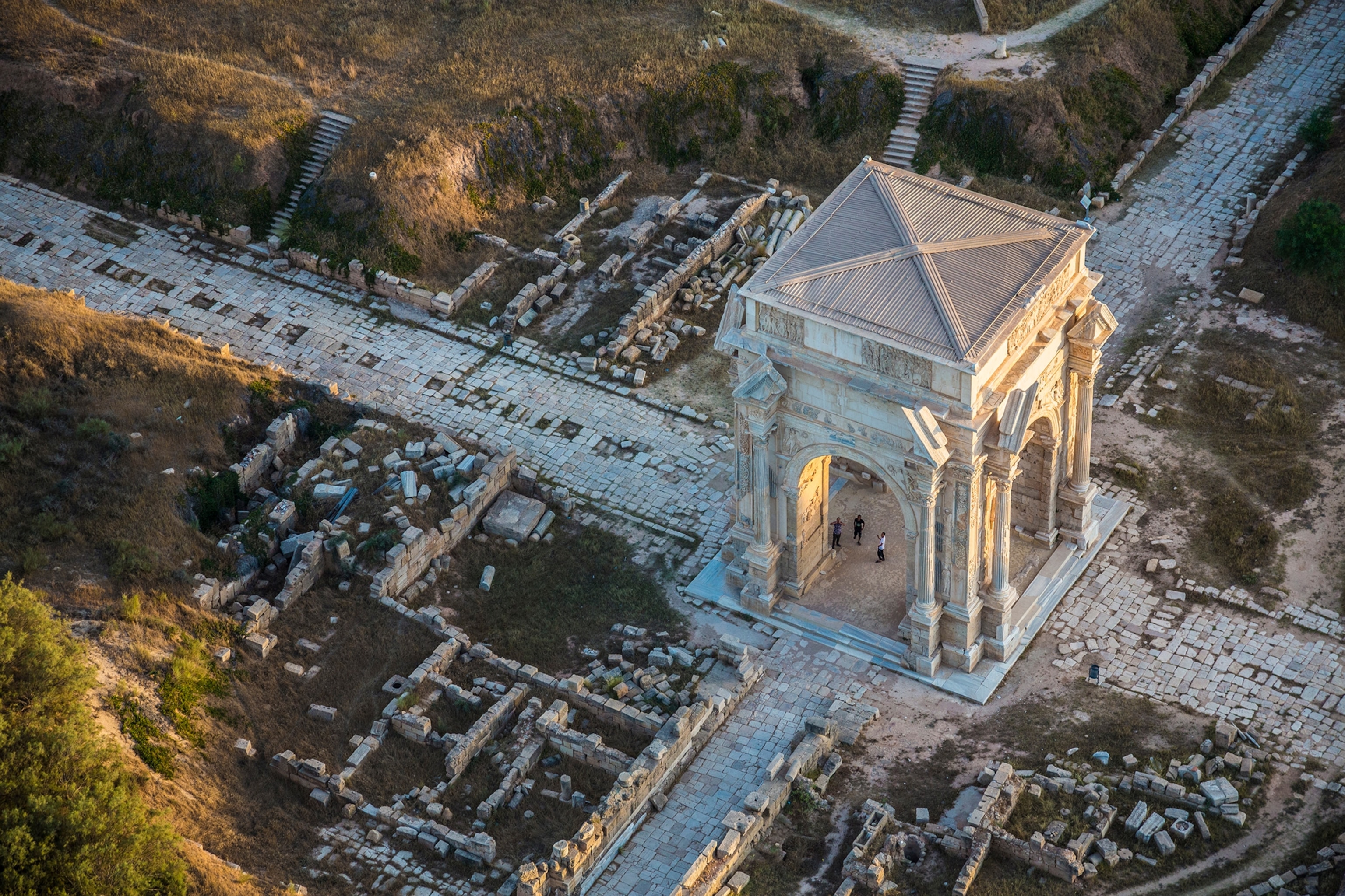 An aerial view of Leptis Magna in Libya