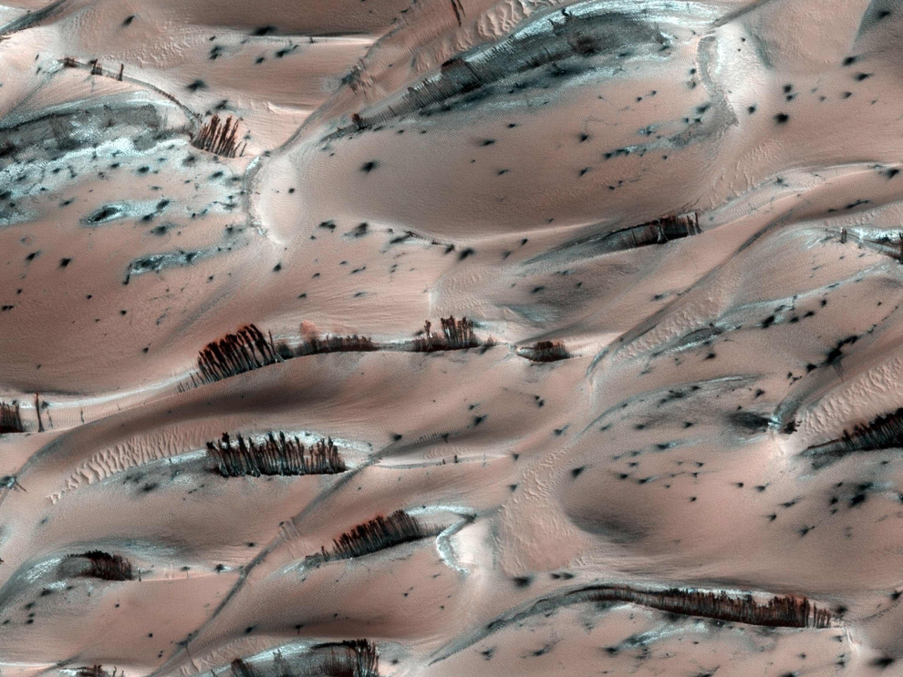 Material sliding off Martian dunes