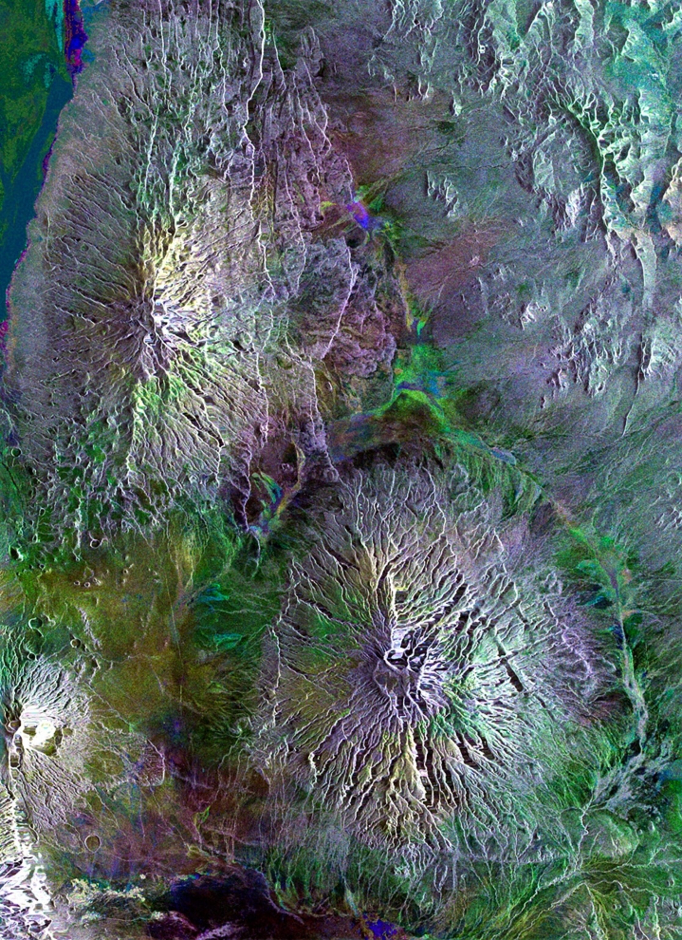 A new satellite picture shows volcanoes grouped together in Africa's Great Rift Valley.