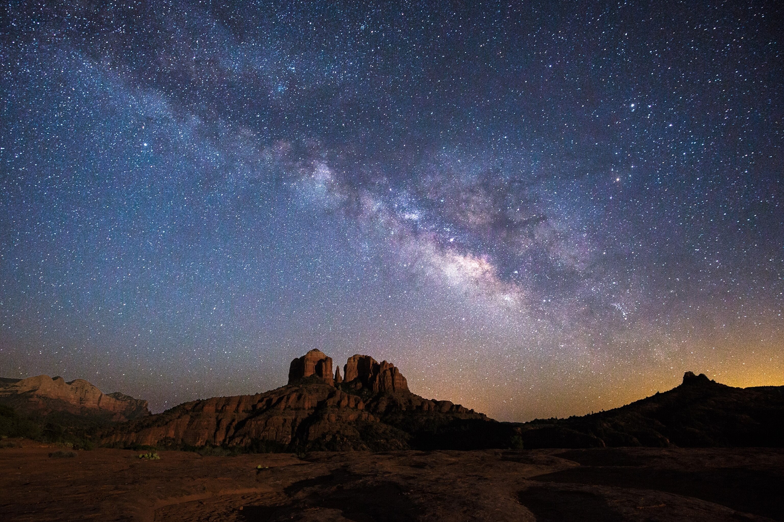 the Milky Way over Cathedral Rocks in Sedona, Arizona