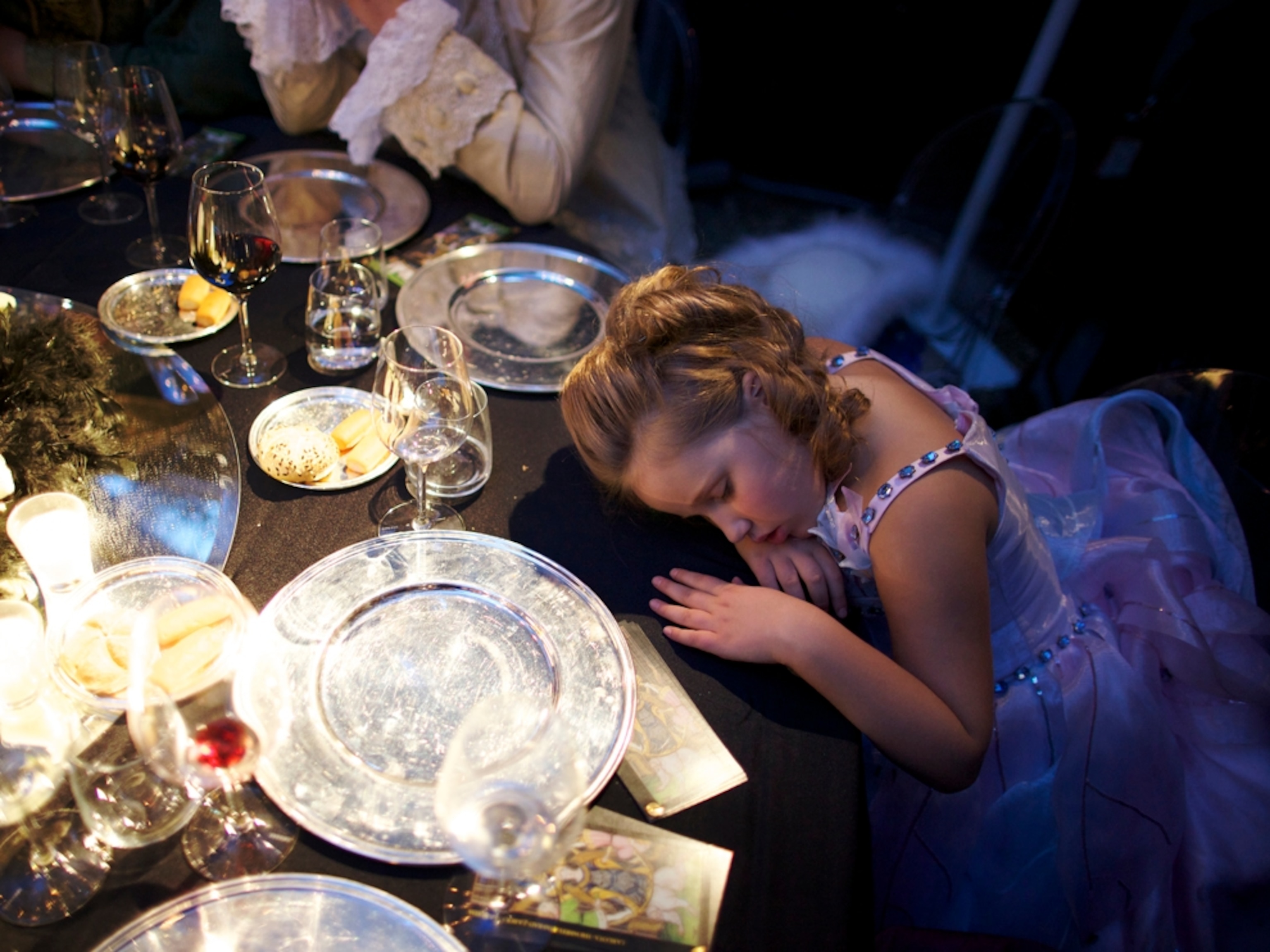 Girl sleeping at ball