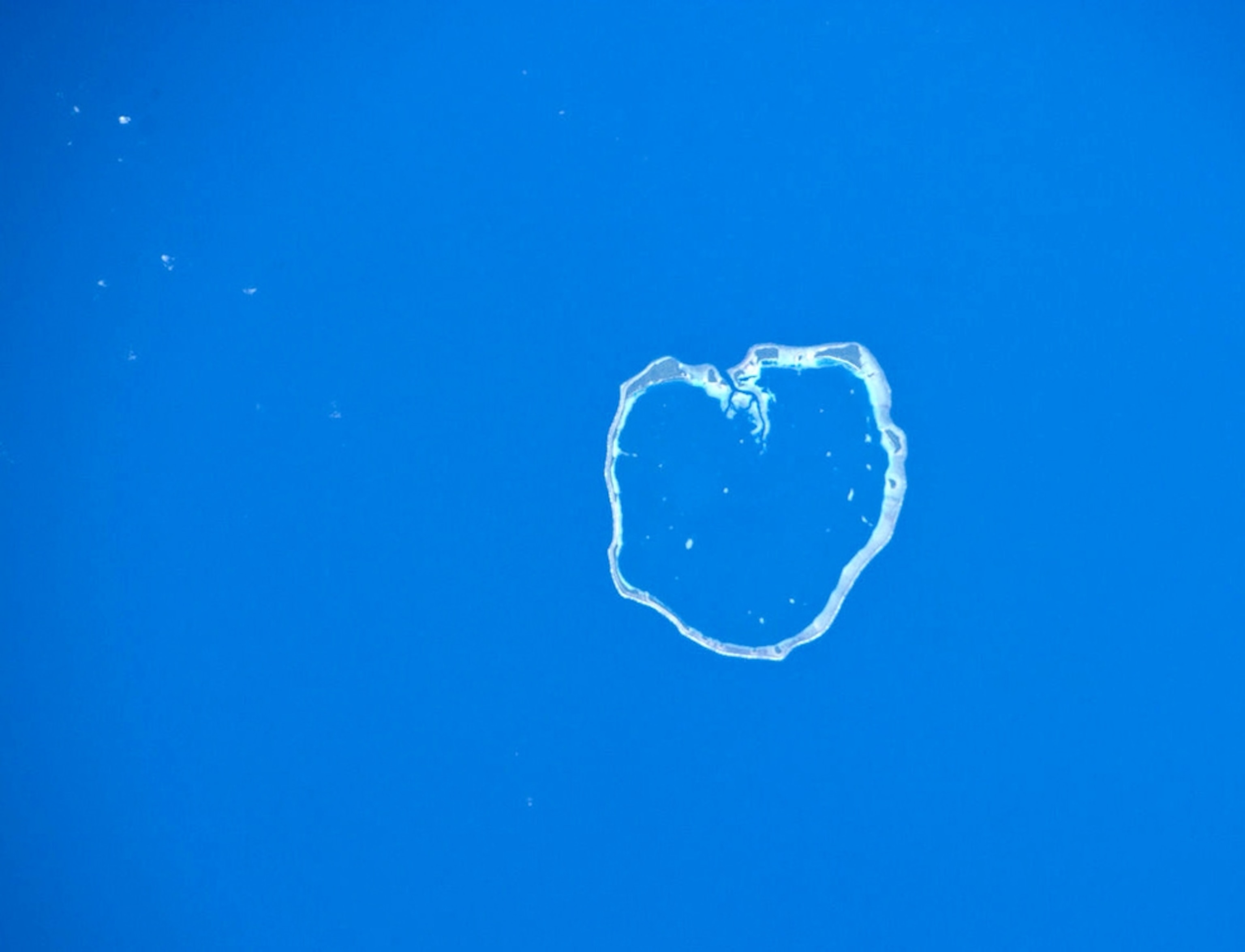the heart-shaped Ebon Atoll, Marshall Islands, as seen from the International Space Station