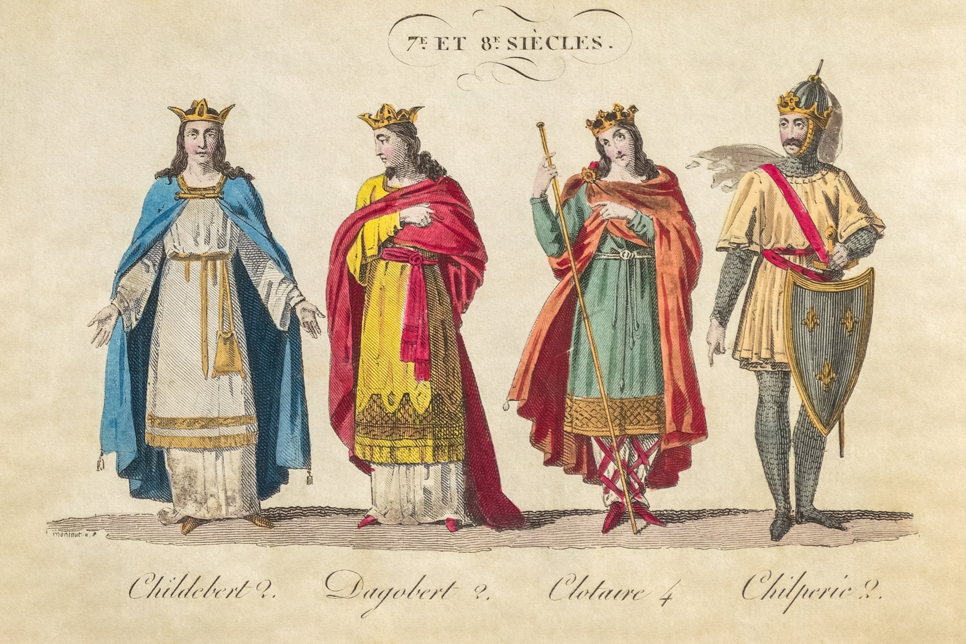 Kings and queens of France in the 7th and 8th centuries - Childebert II, Dagobert II, Chlotar IV,Chilperic II