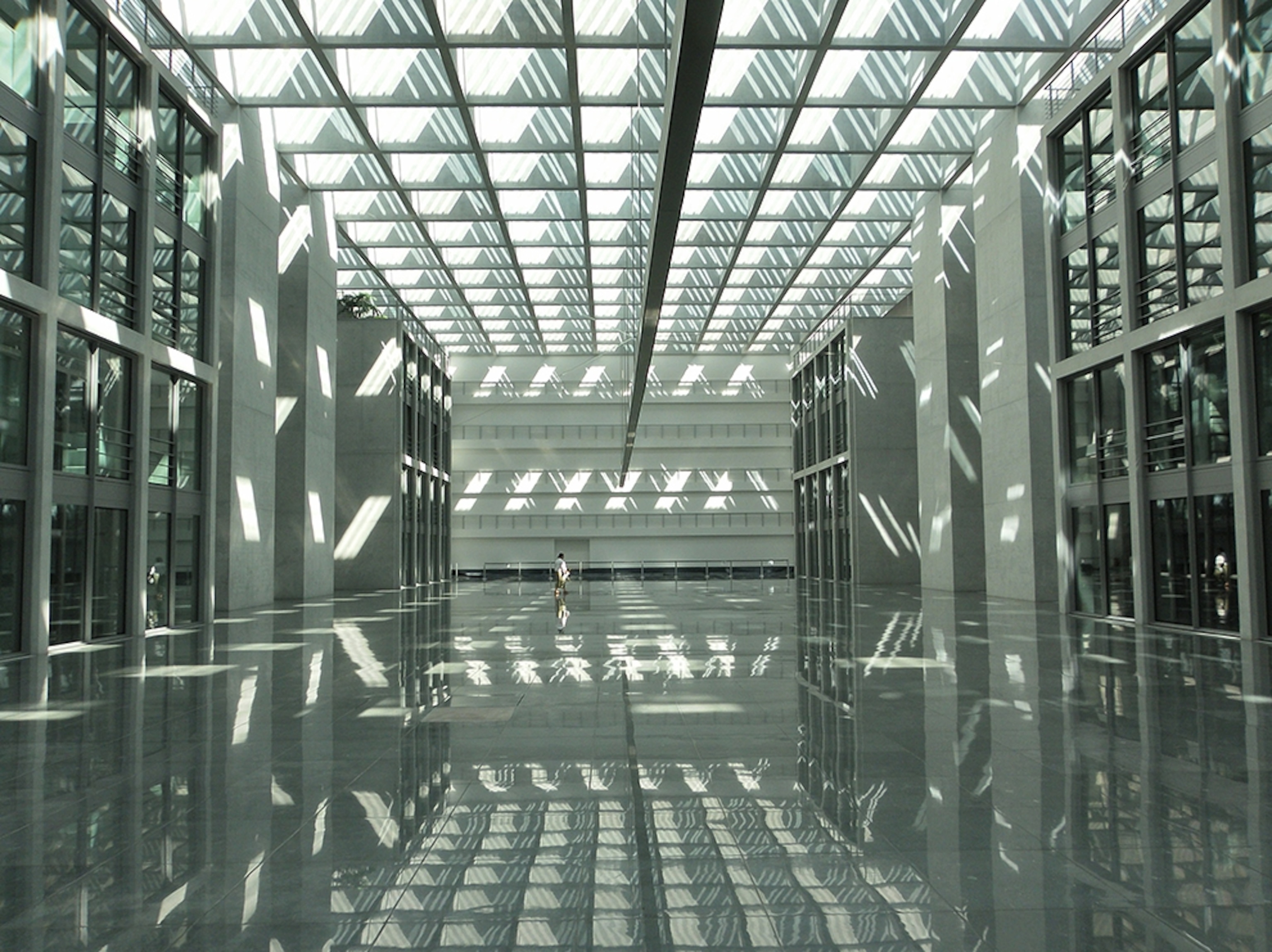 a stark lobby in the Bundestag building complex, Berlin