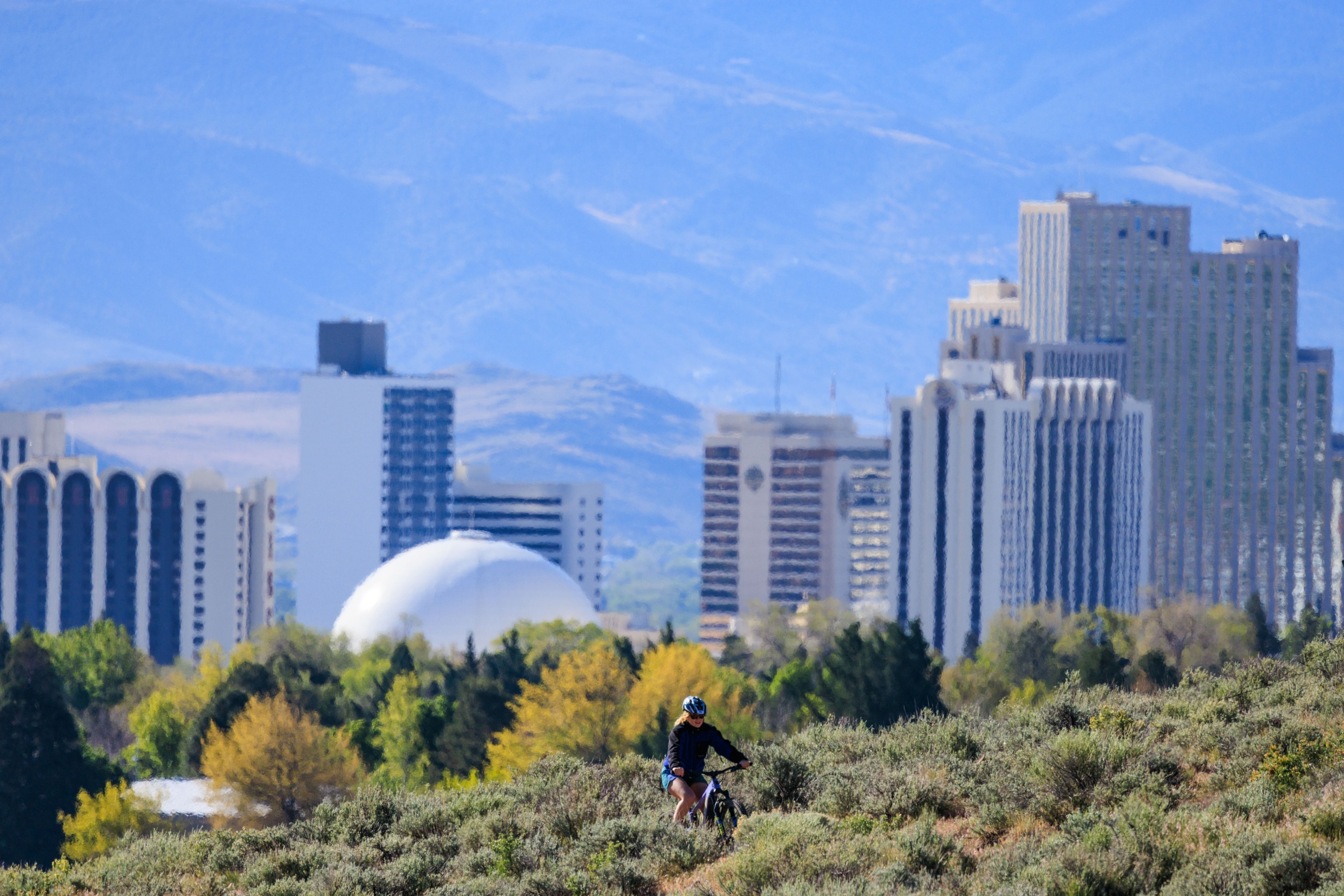 Mountain biker in Reno foothills