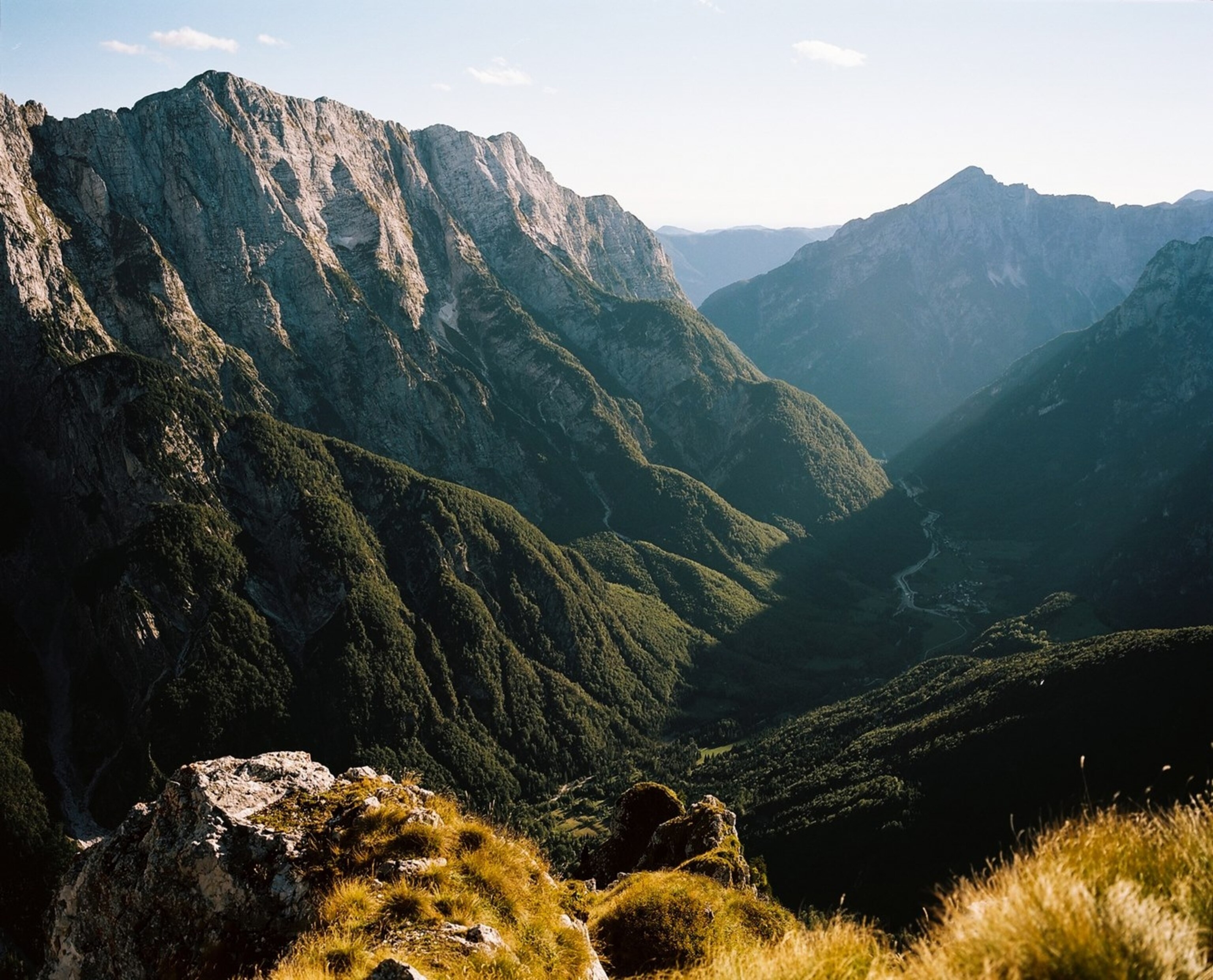 Sunlight floods below Mangart, Slovenia