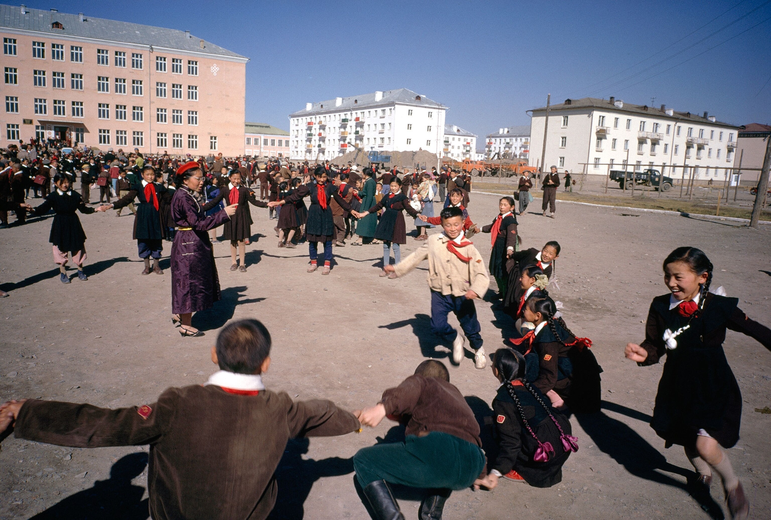 kids playing in Mongolia