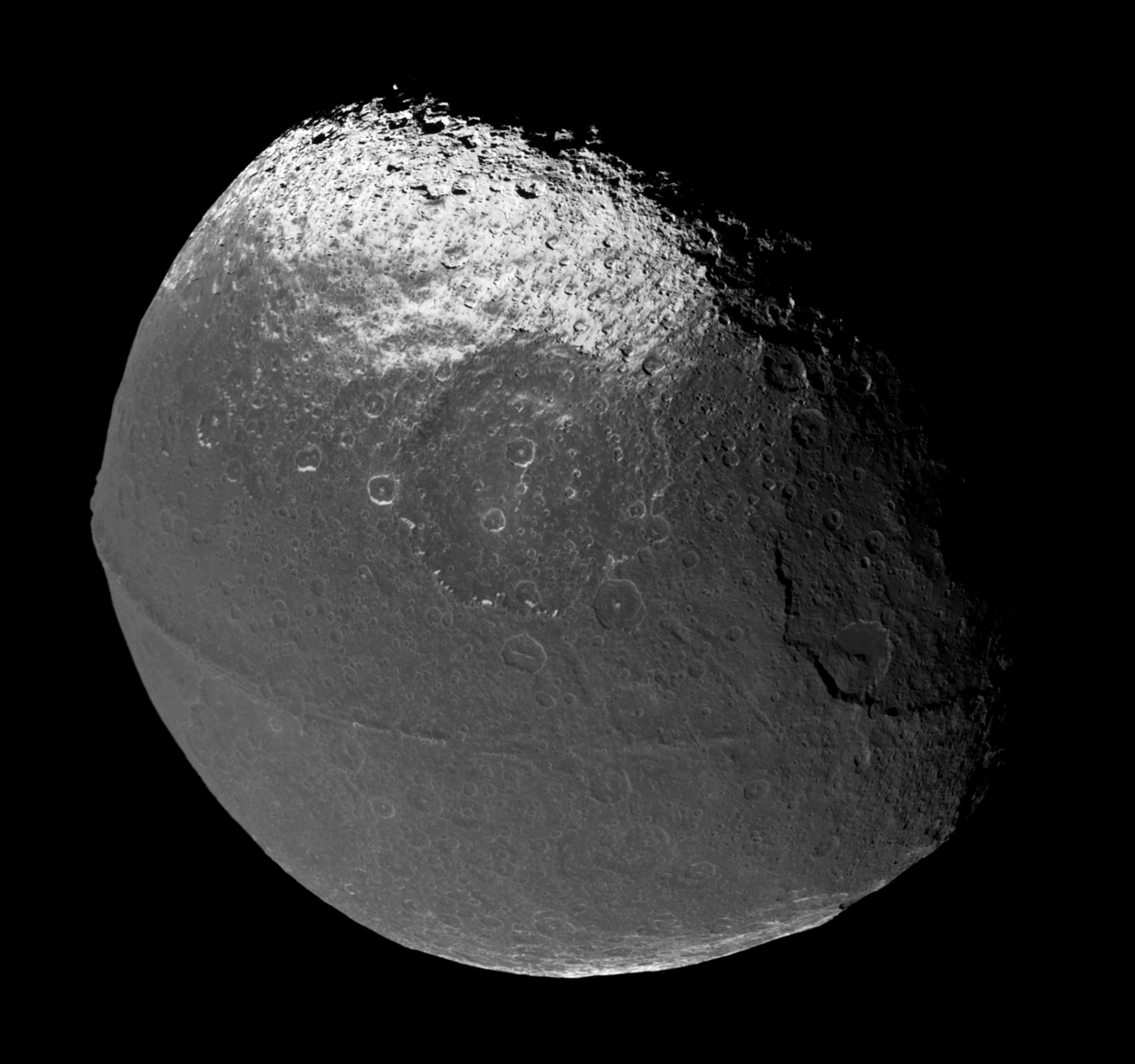 Iapetus is one of the odder places in the solar system. (NASA/JPL/Space Science Institute)
