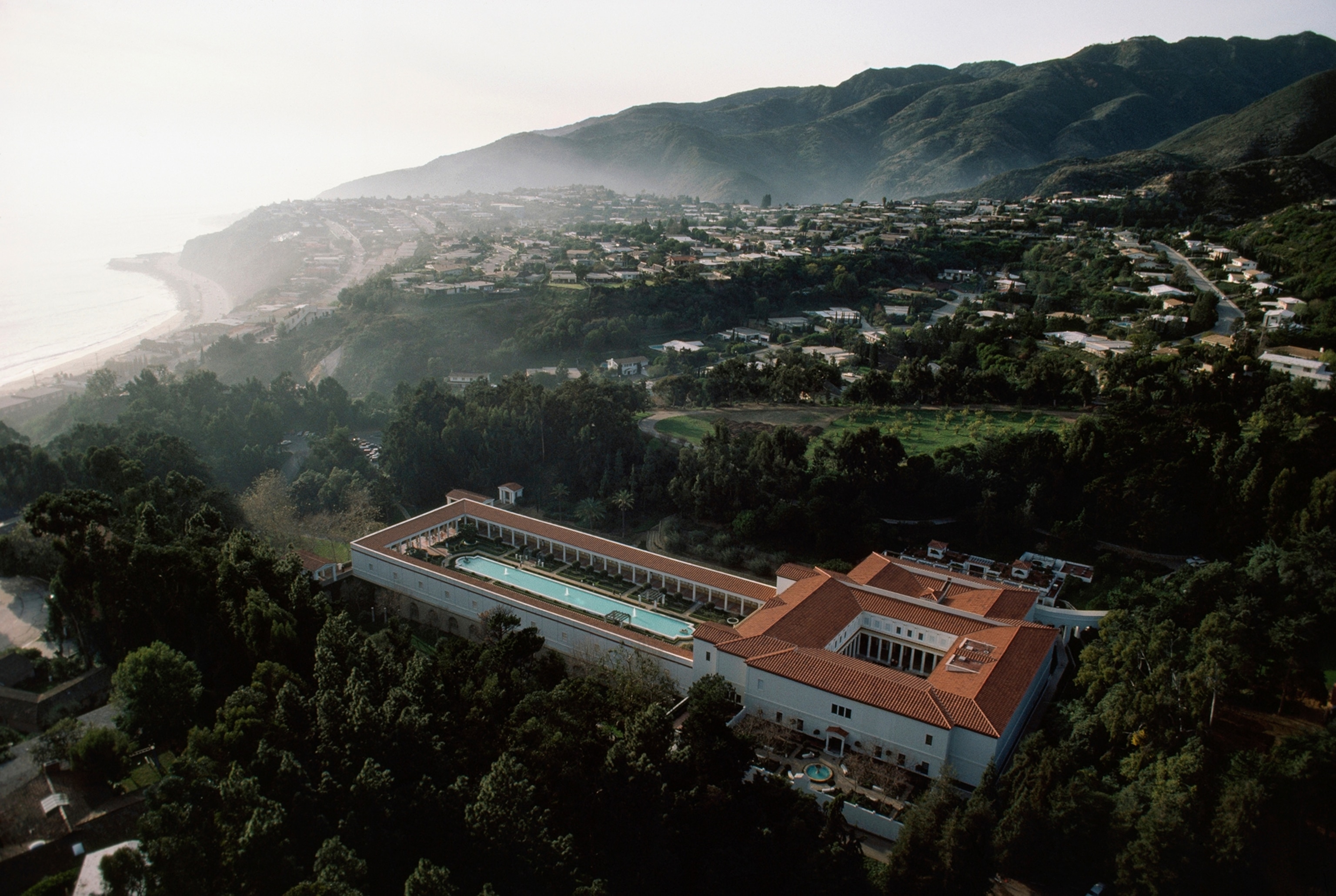 Aerial view of the J. Paul Getty Museum.