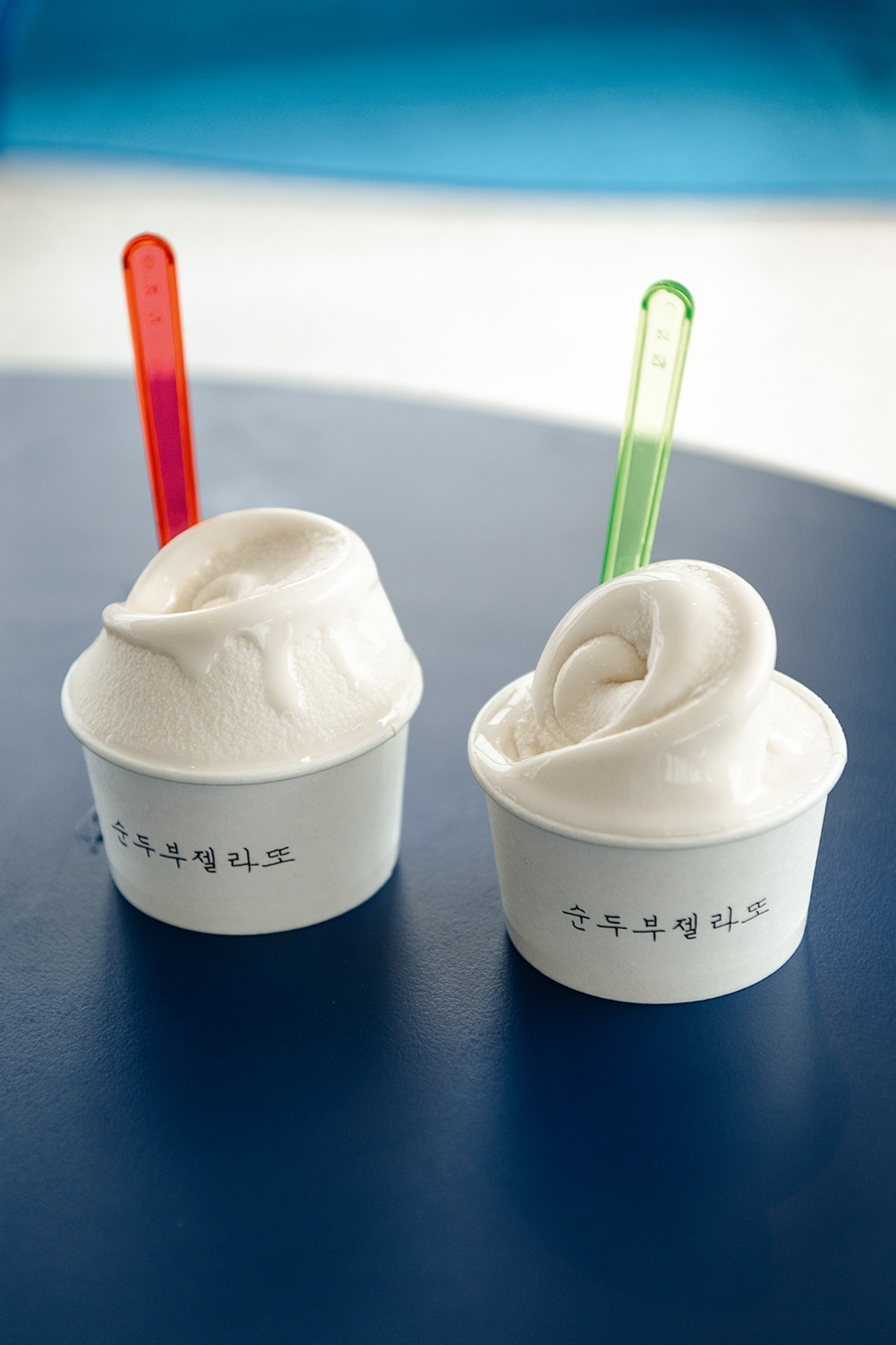 Two tubs of tofu-flavoured gelato.
