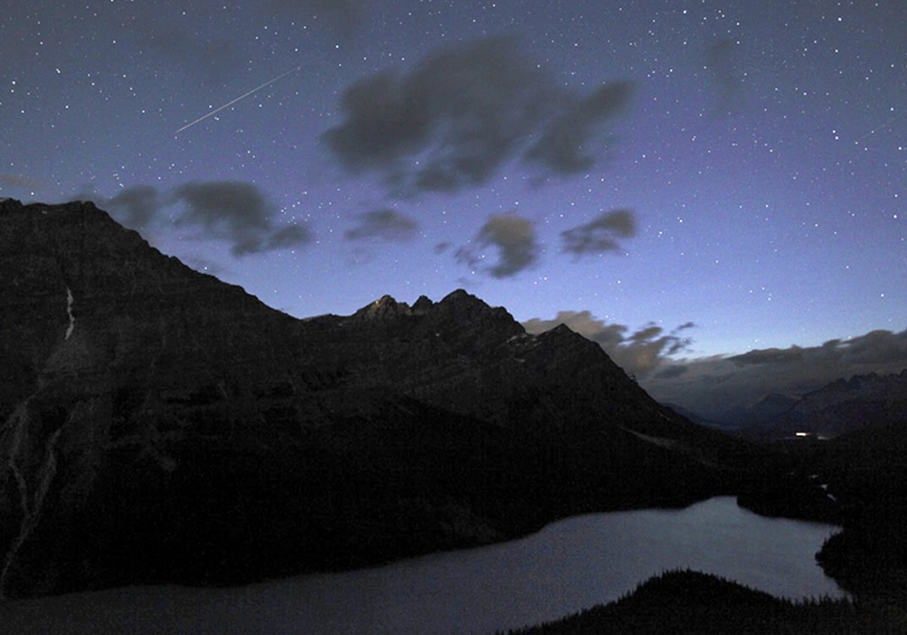 a Perseid meteor over Canada's Banff National Park