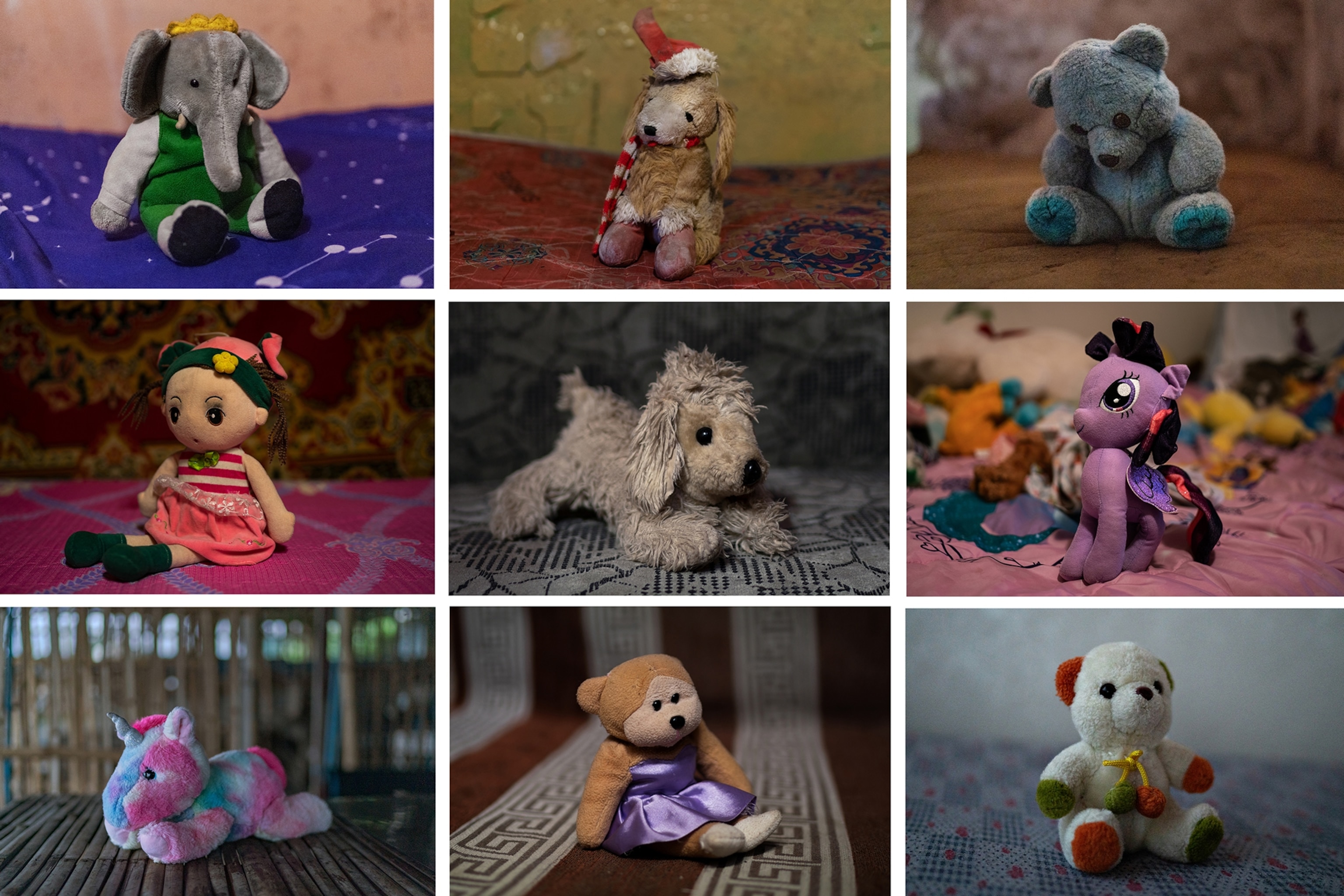 Grid of various stuffed animals