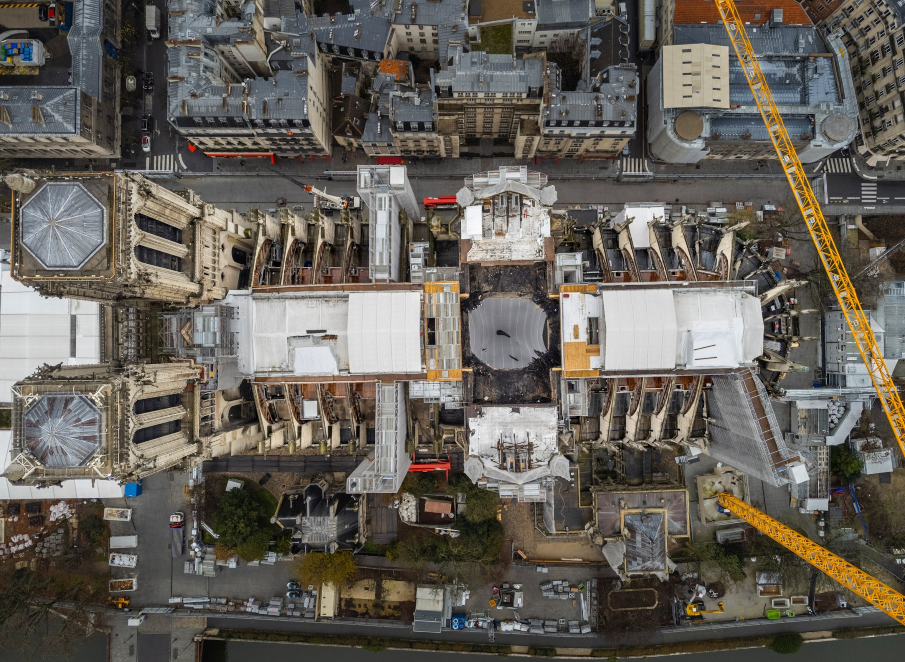 aerial view of Notre Dame Cathedral