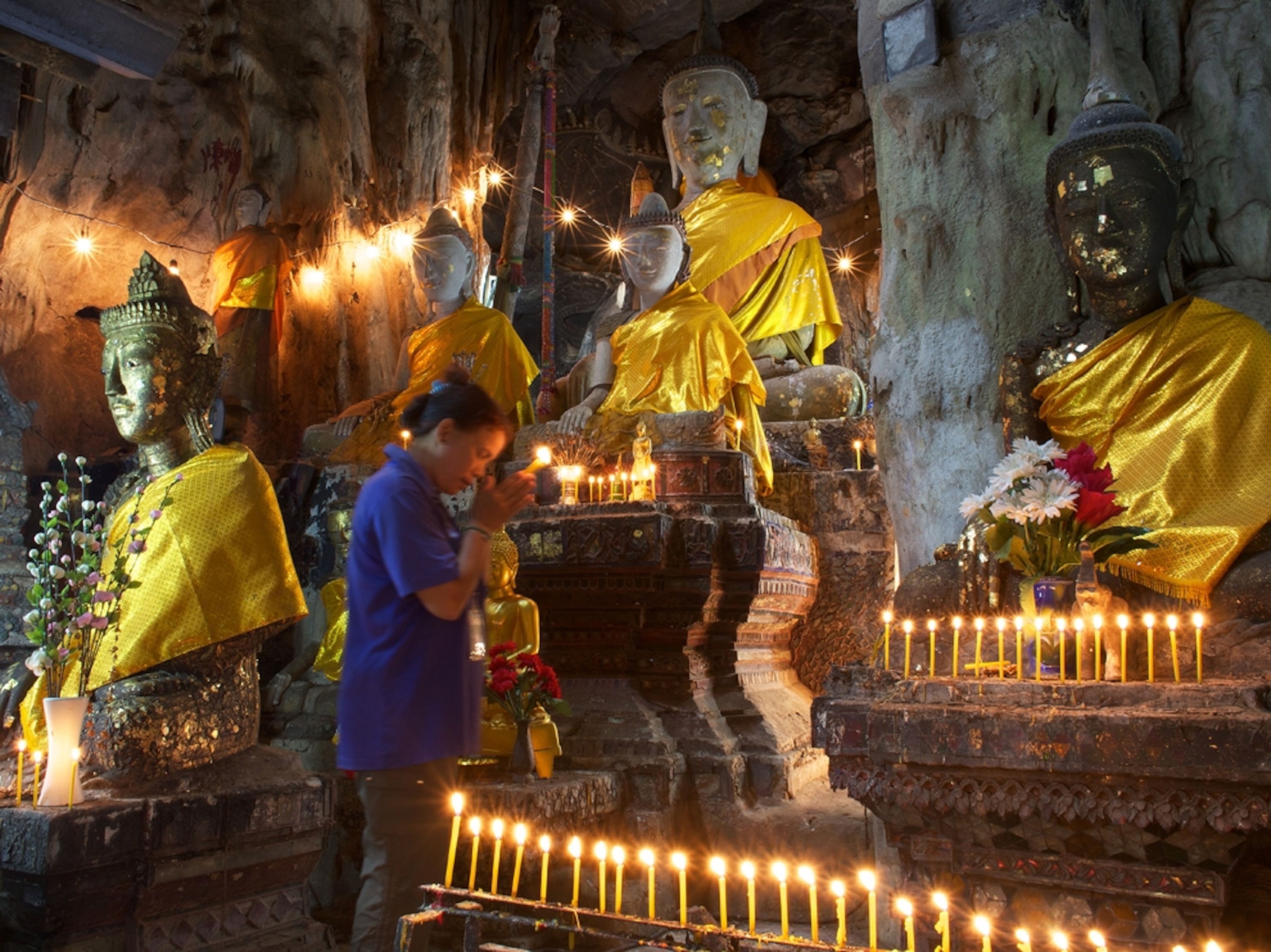 Woman praying in temple