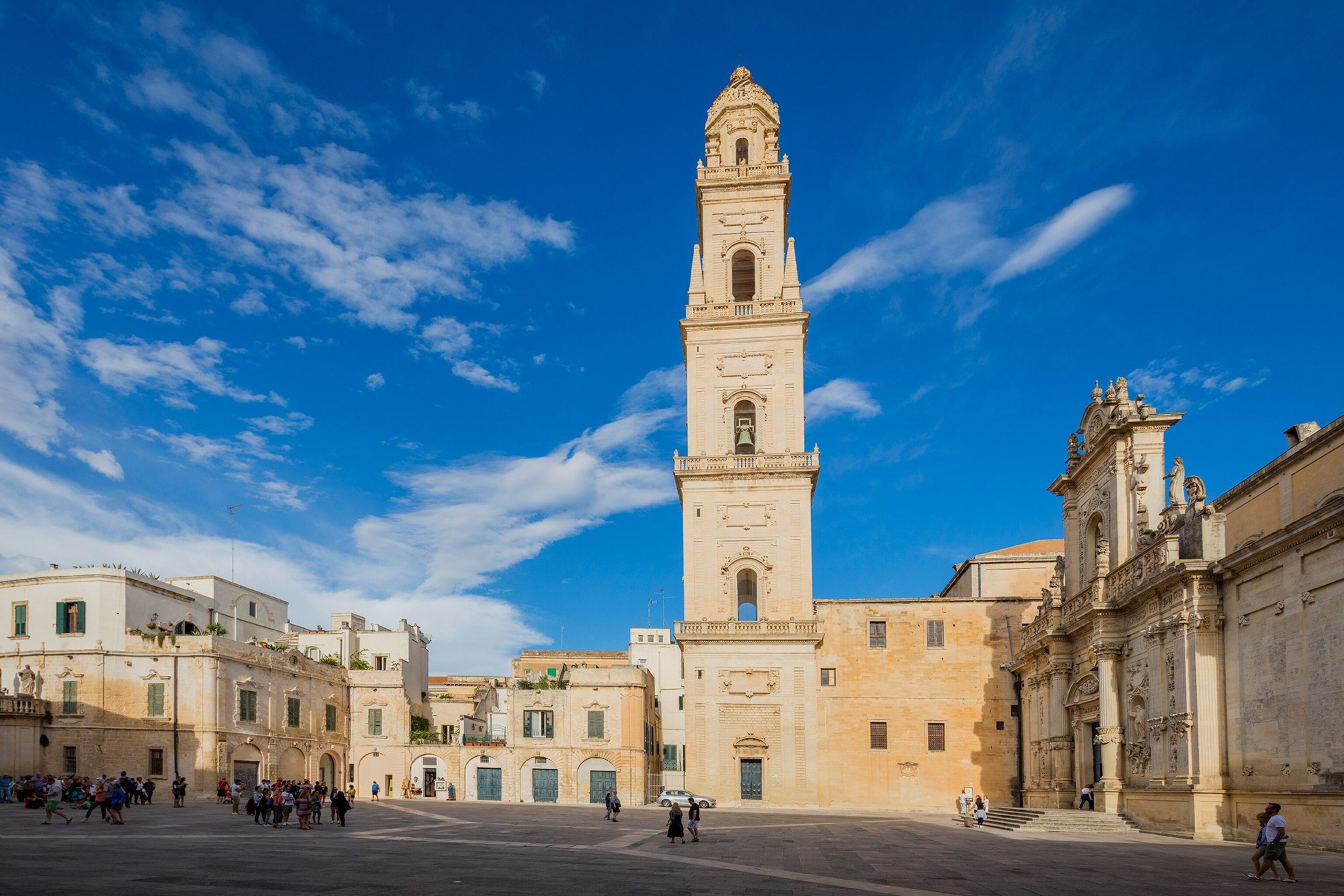 the ancient Lecce Cathedral in the old town Lecce, Italy