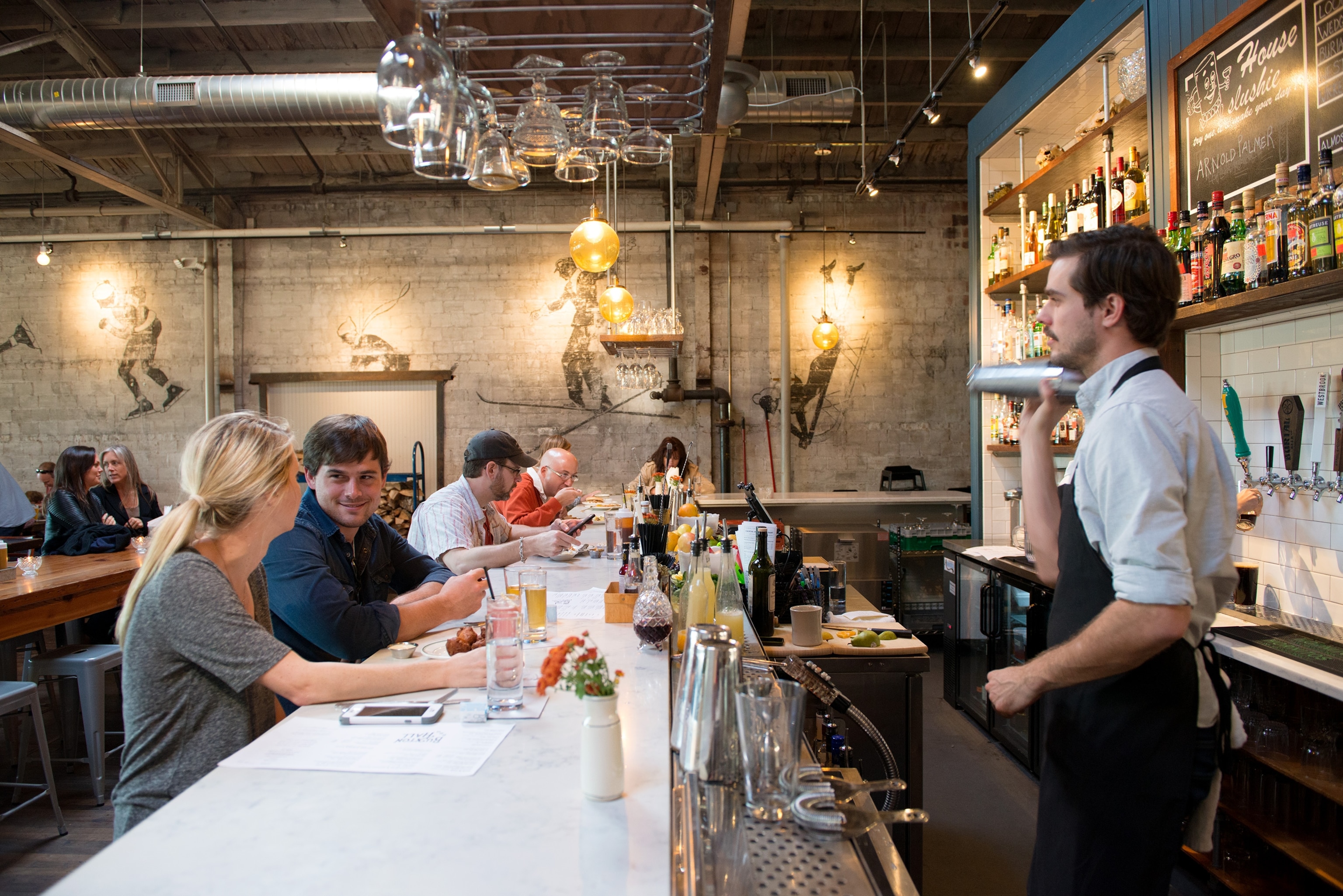 the bar at the Buxton Hall Barbeque in Asheville, North Carolina