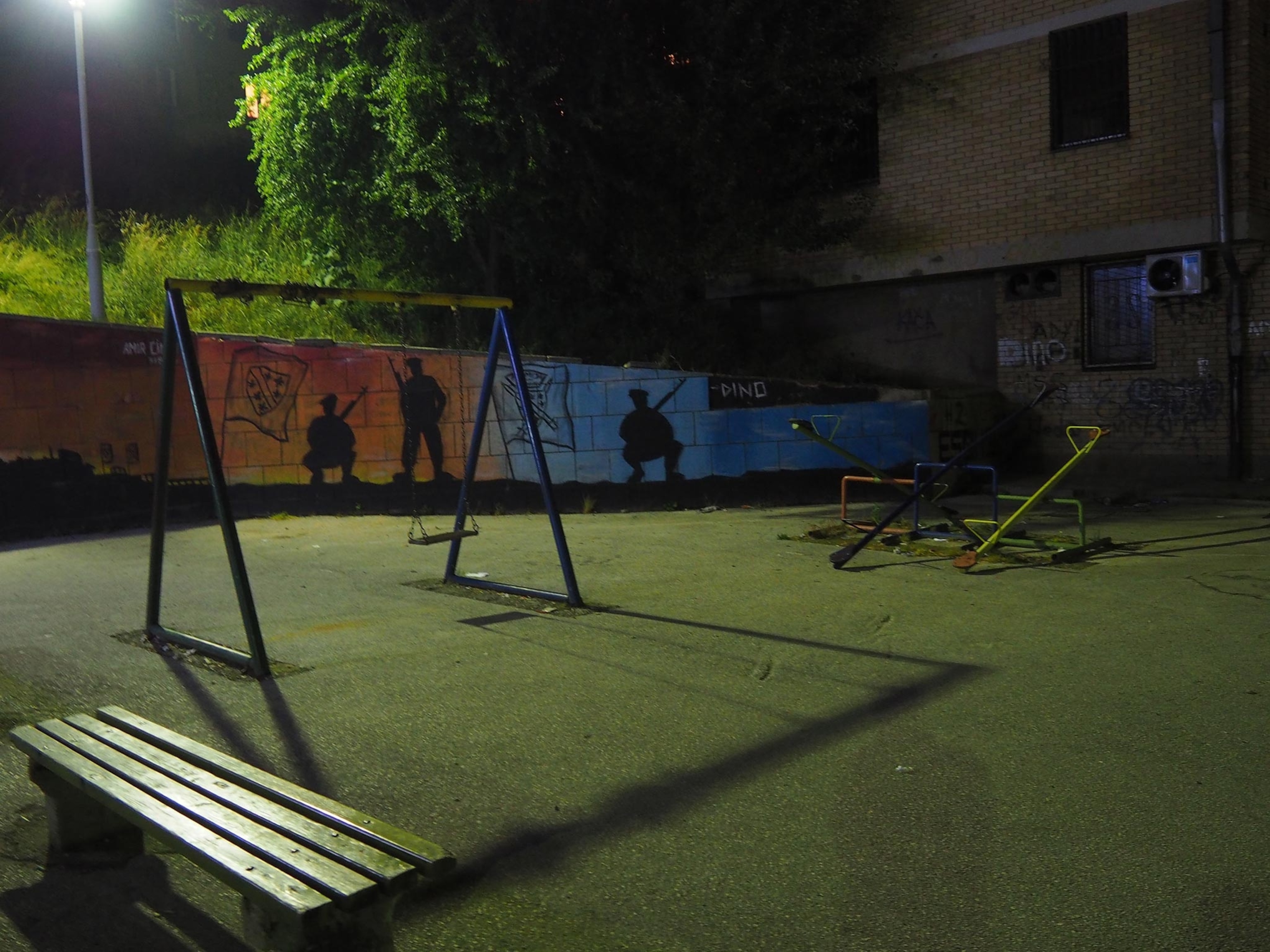A mural representing the Bosnian War in a small park in Sarajevo