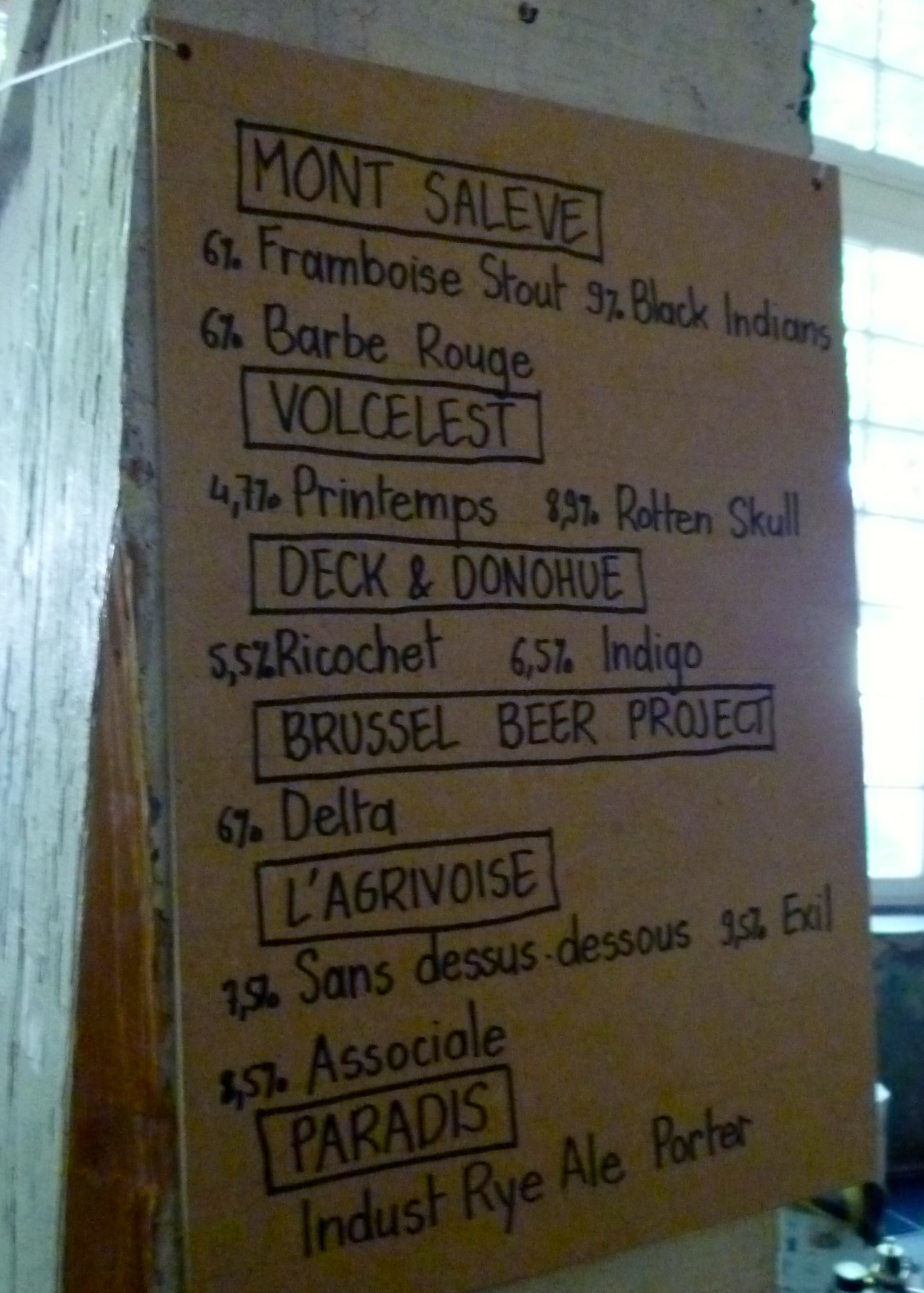 A menu of breweries and the beers they poured at the closing of Paris Beer Week.