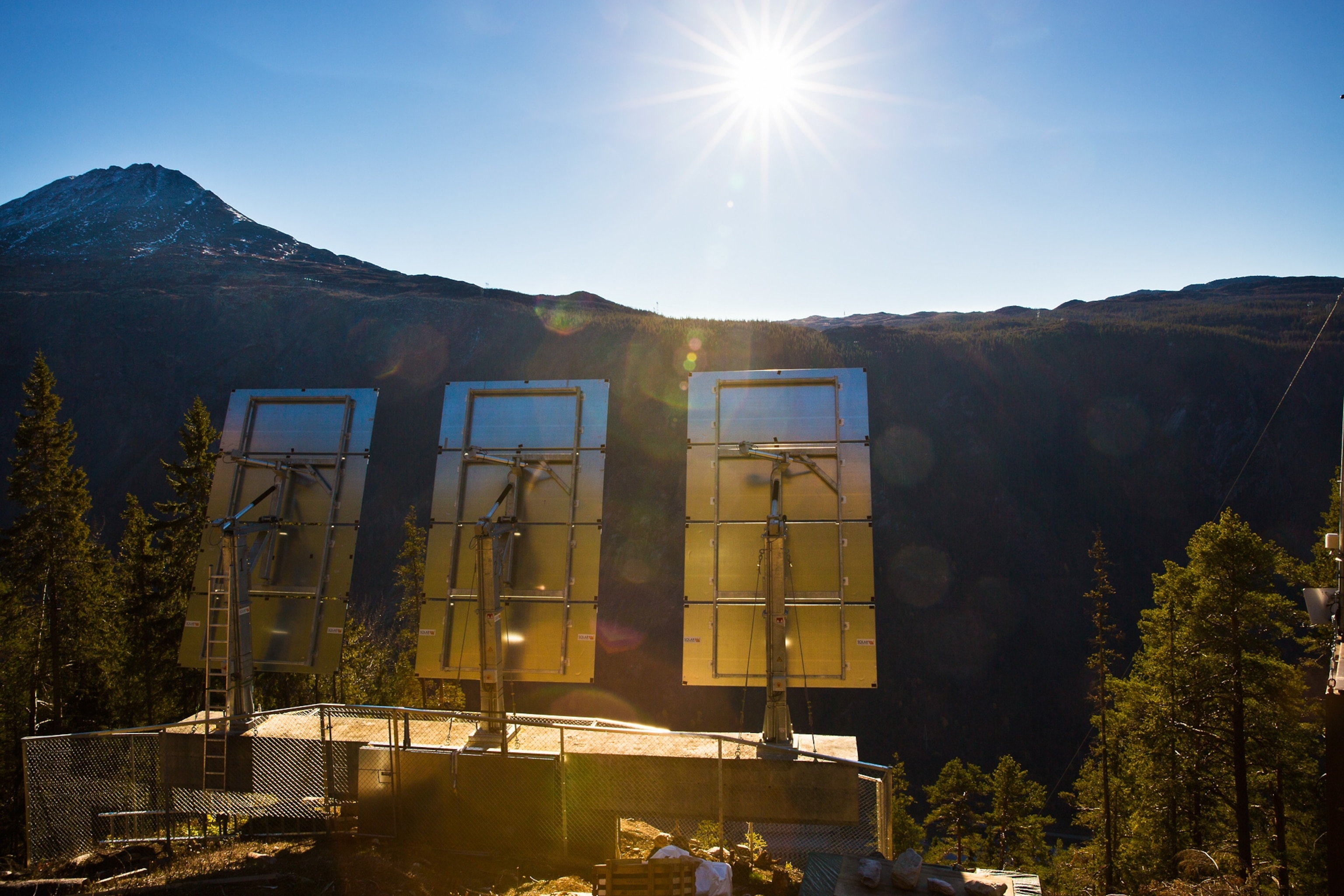sun-reflecting mirror on a mountain in Rjukan, Norway