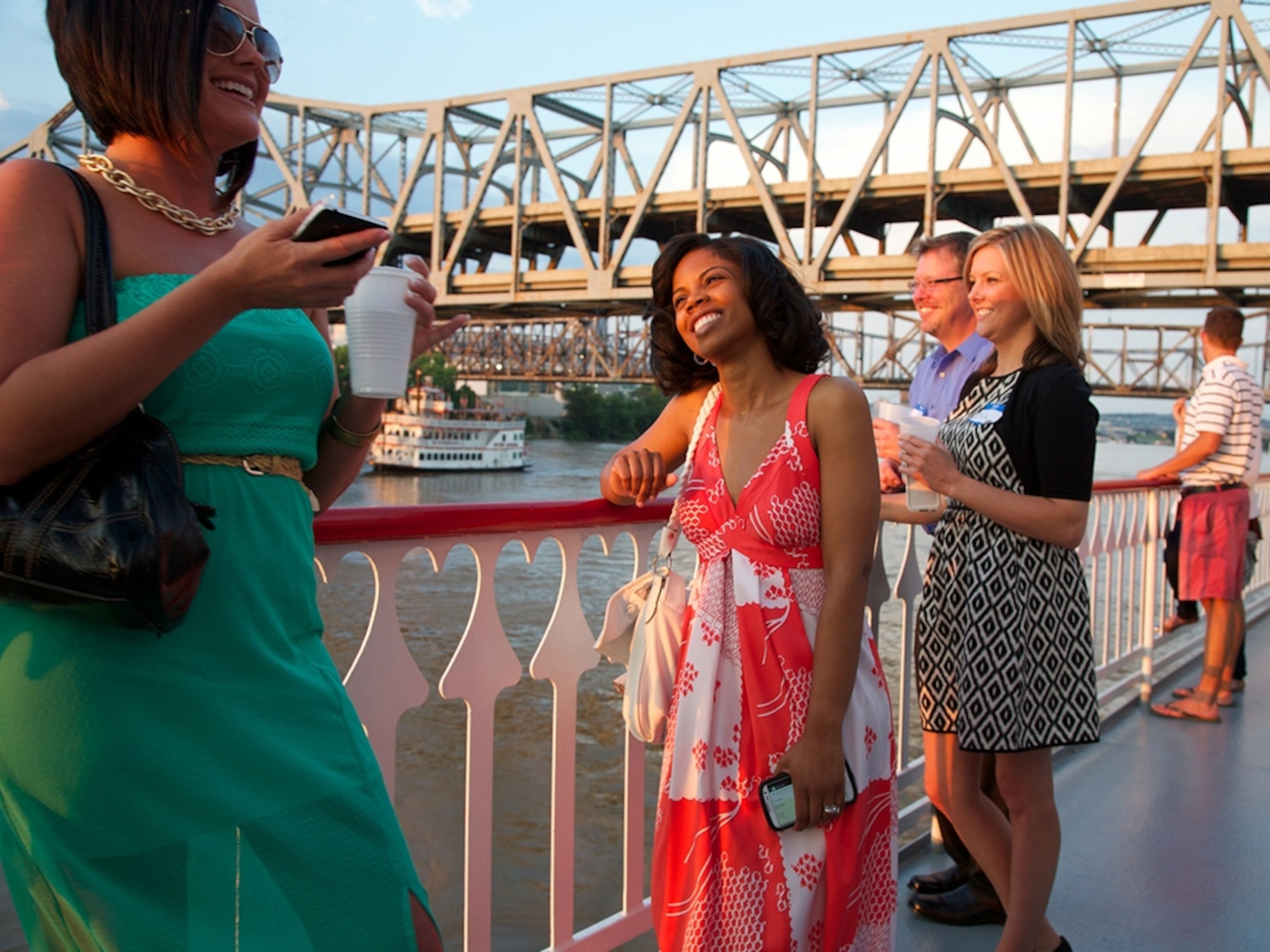 people on a riverboat cruise in Cincinnati, Ohio