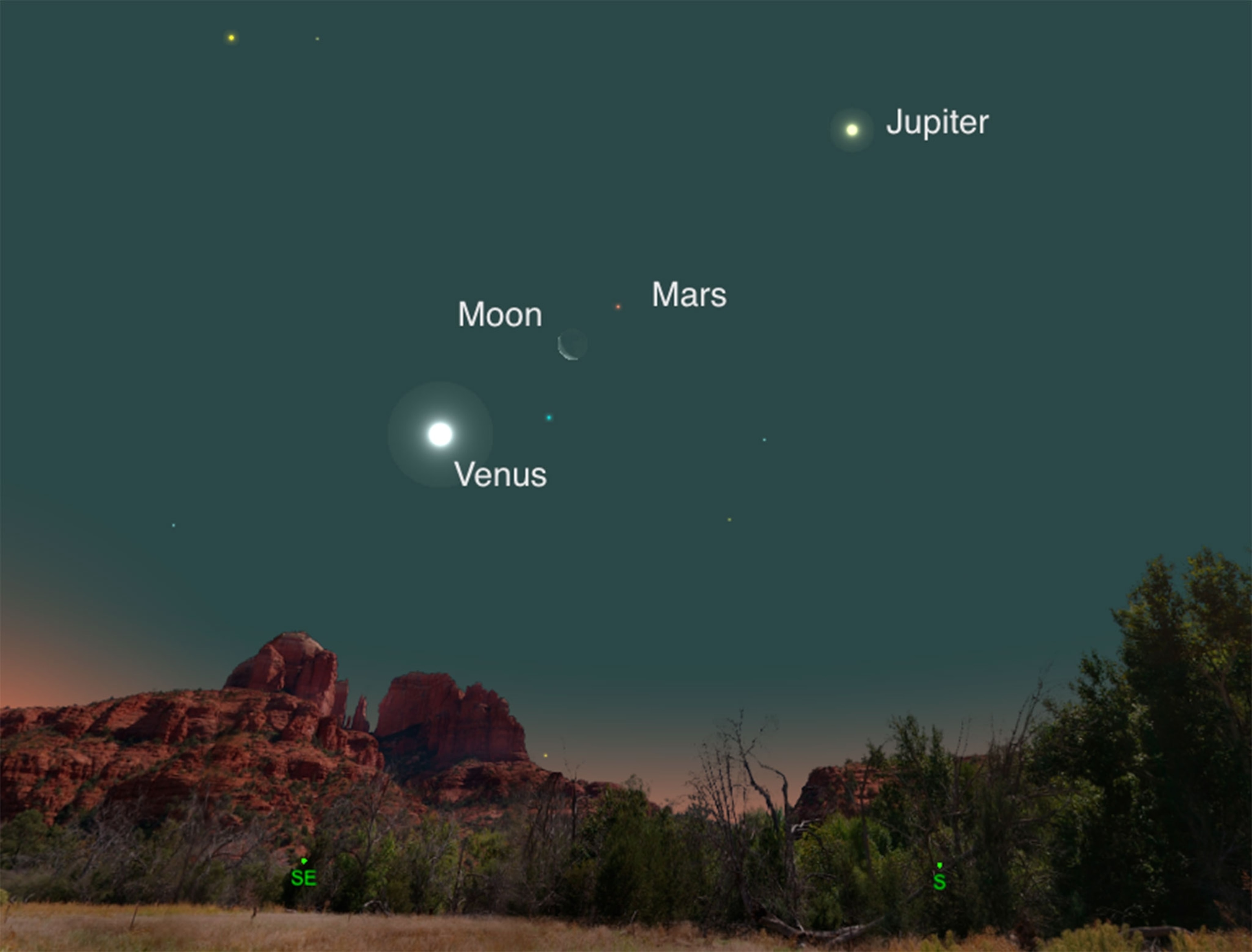 Skywatchers get a treat Sunday at dawn as the moon pairs up with Mars