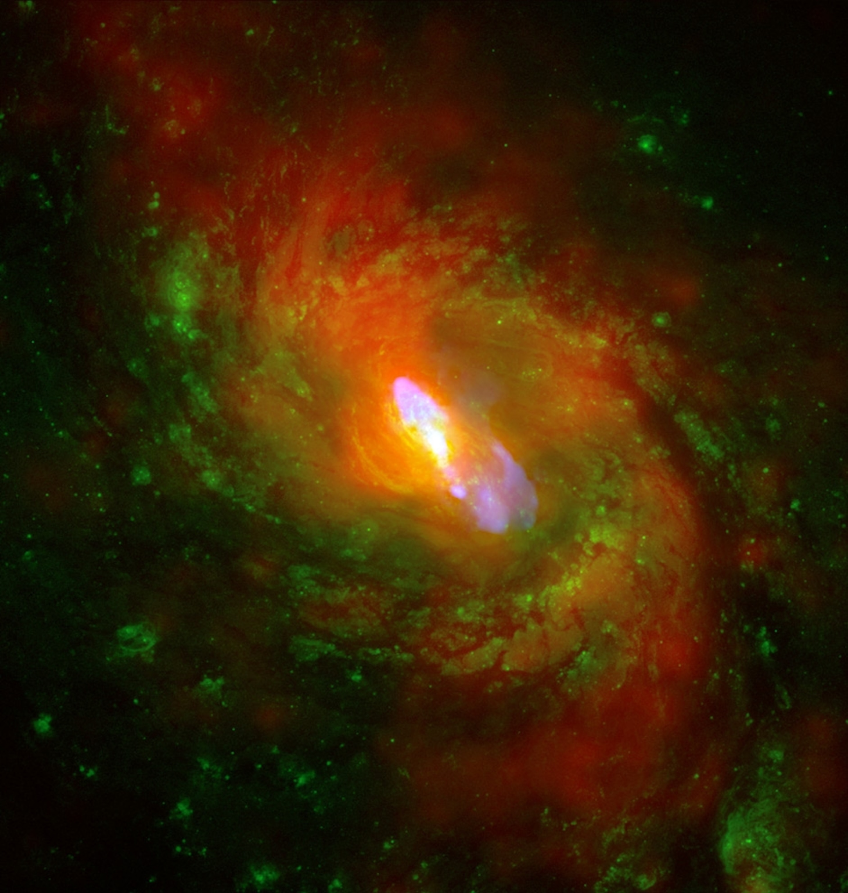 a swirling galaxy anchored by a black hole