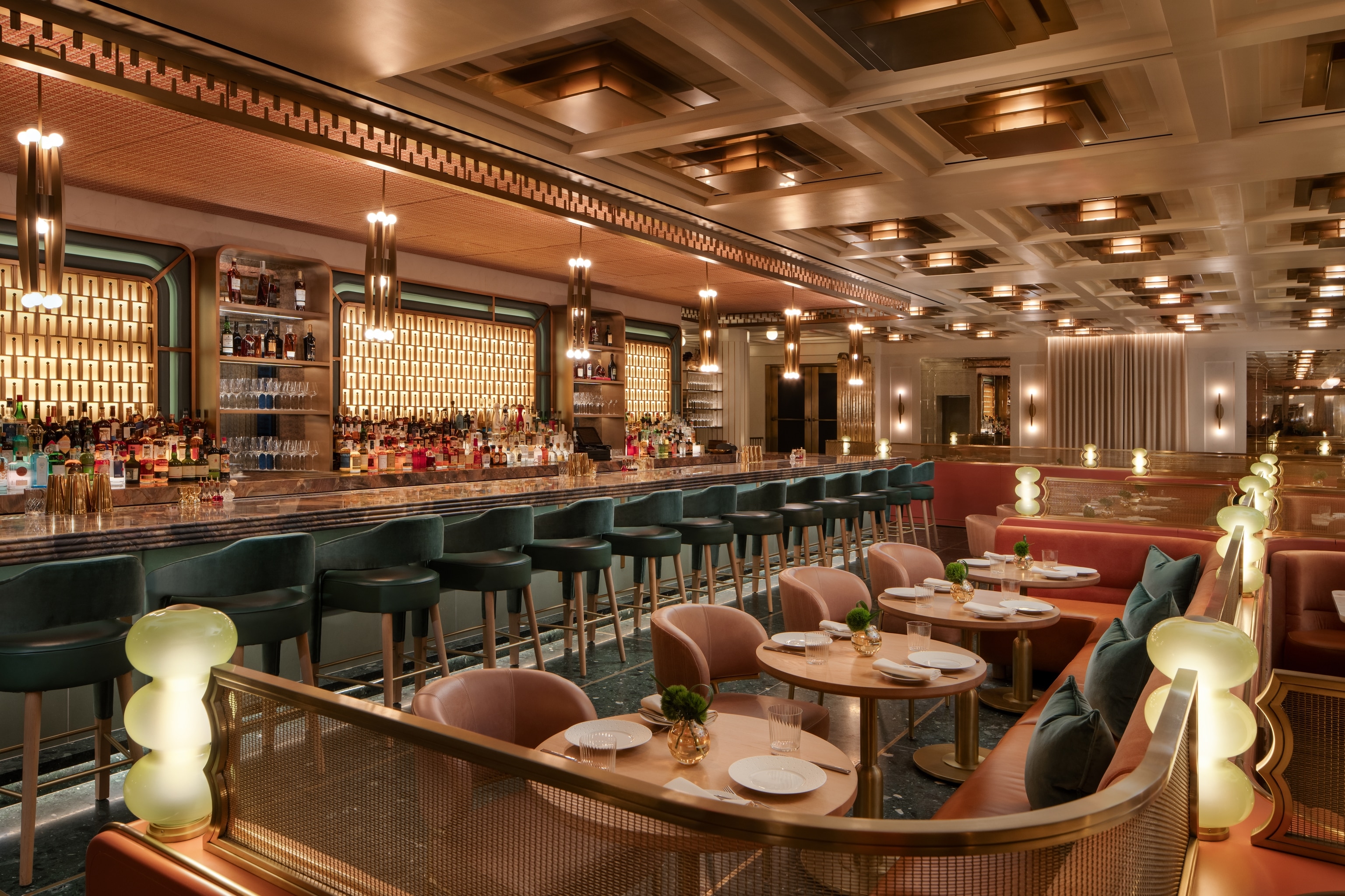 Interior of an art deco hotel bar